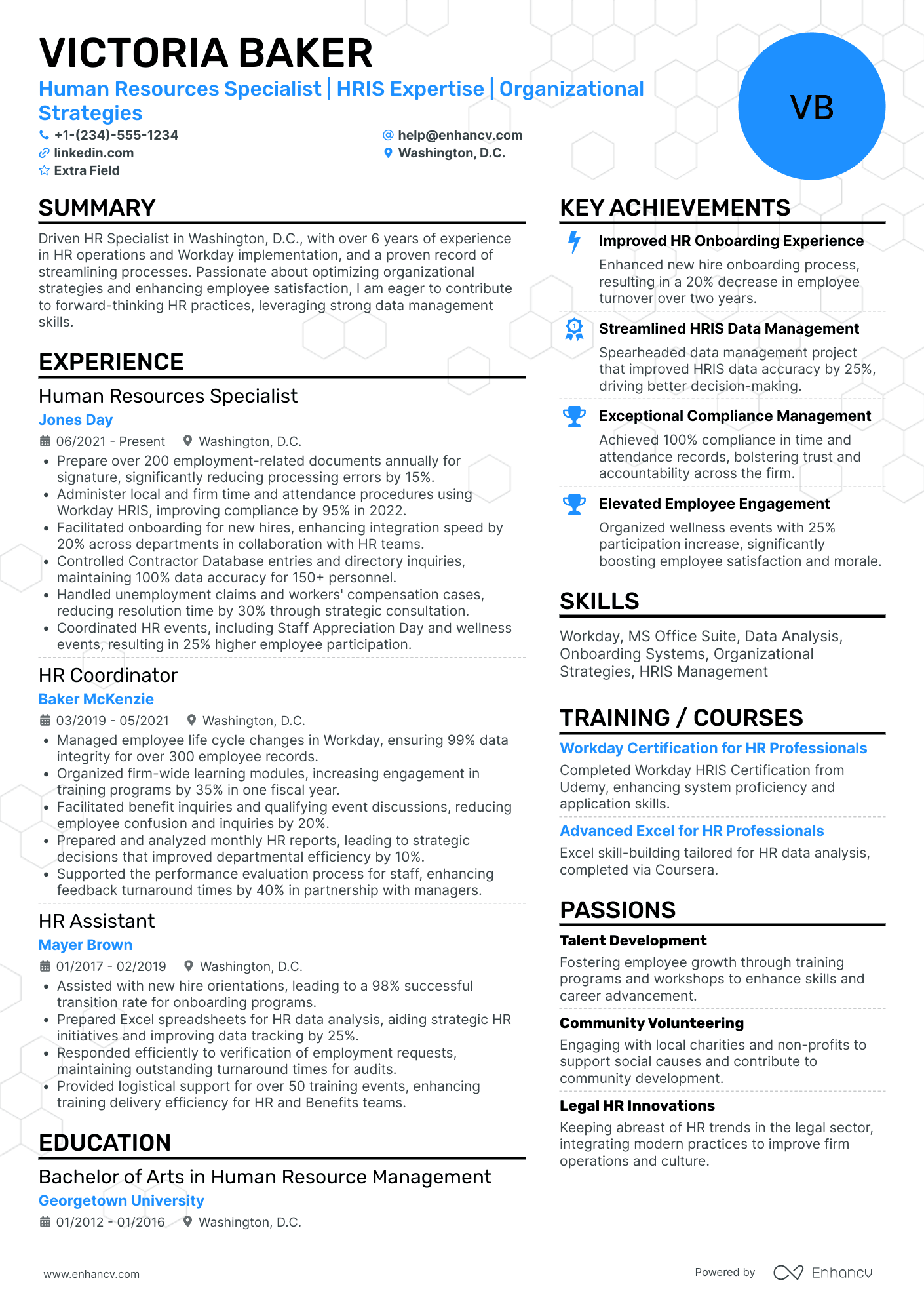 Mid Level HR Specialist Resume Example