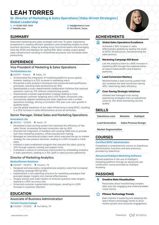 Marketing And Sales Resume Example