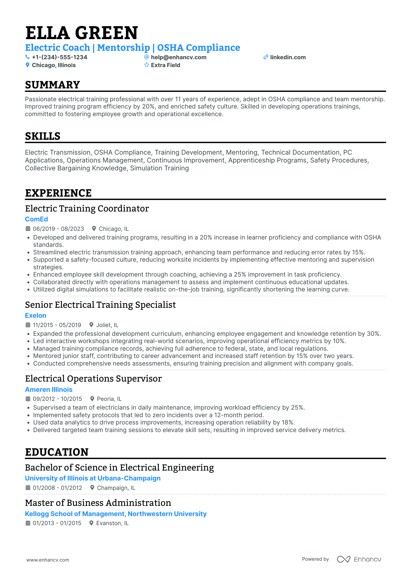 Construction Electrician Resume Example