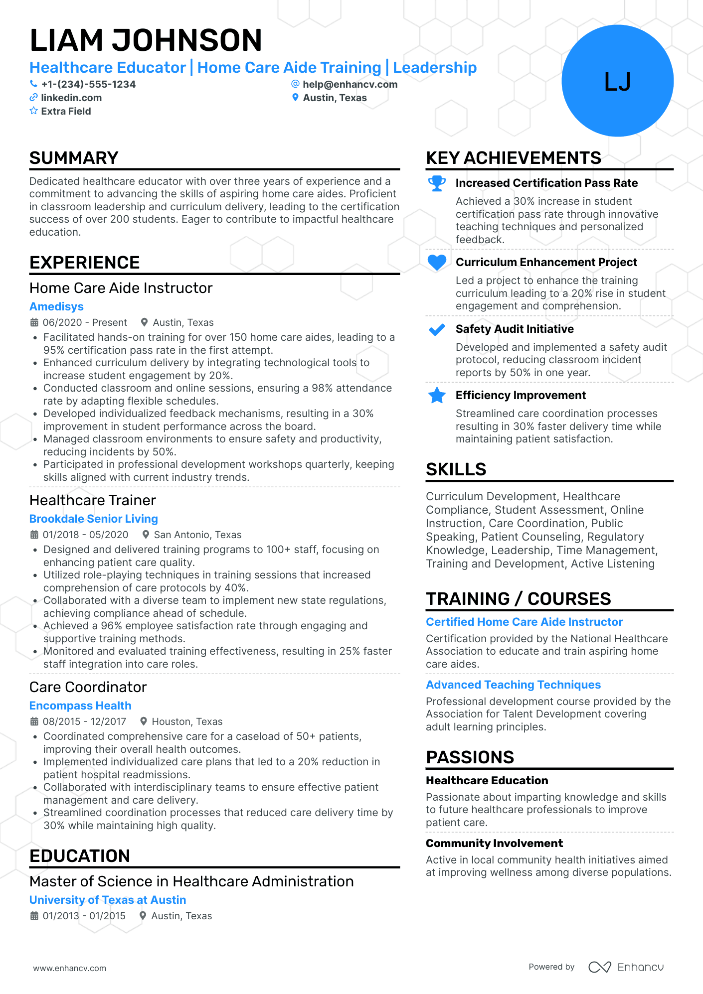 Home Health Aide Trainer Resume Example