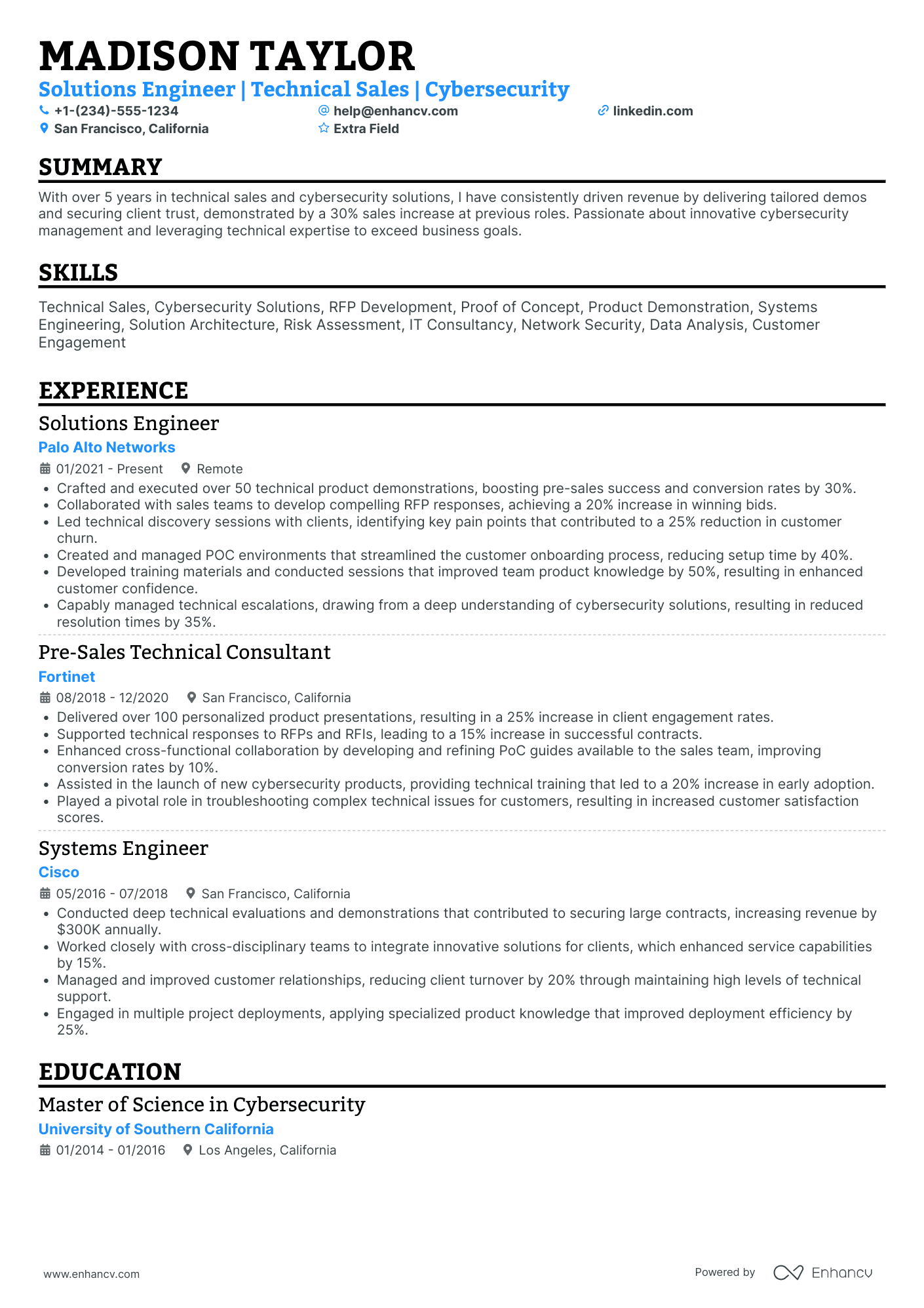 Associate Sales Engineer Resume Example