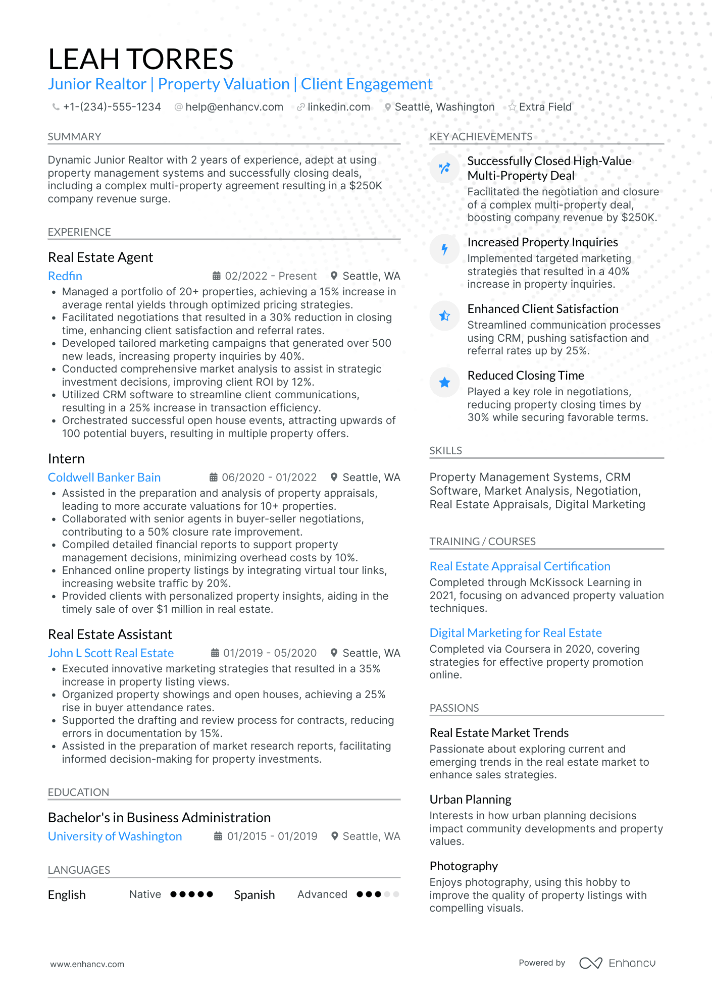 Junior Realtor Resume Example