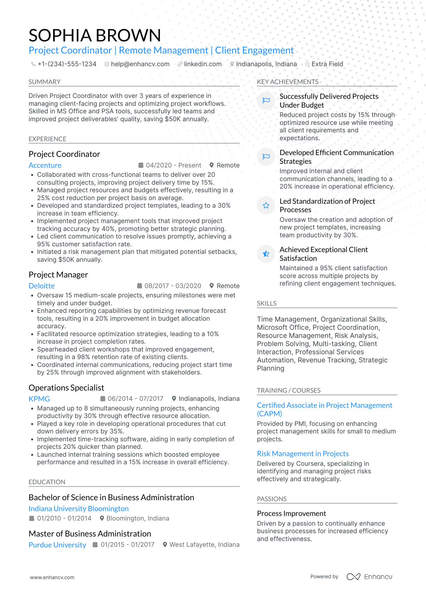 Experienced Banking Project Coordinator Resume Example