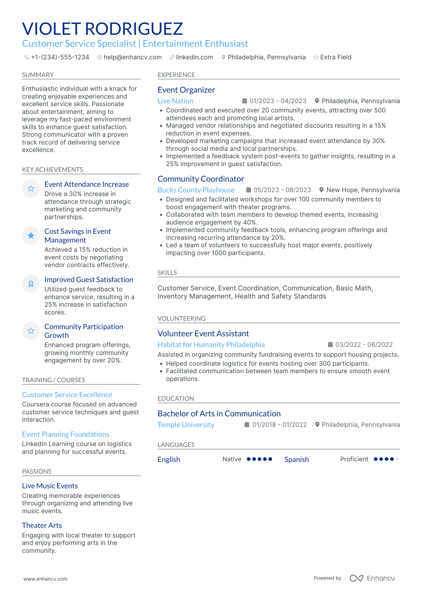 Barback Intern Resume Example