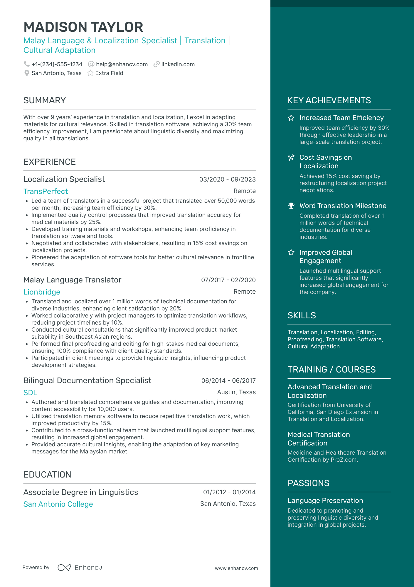 Localization Translator Resume Example