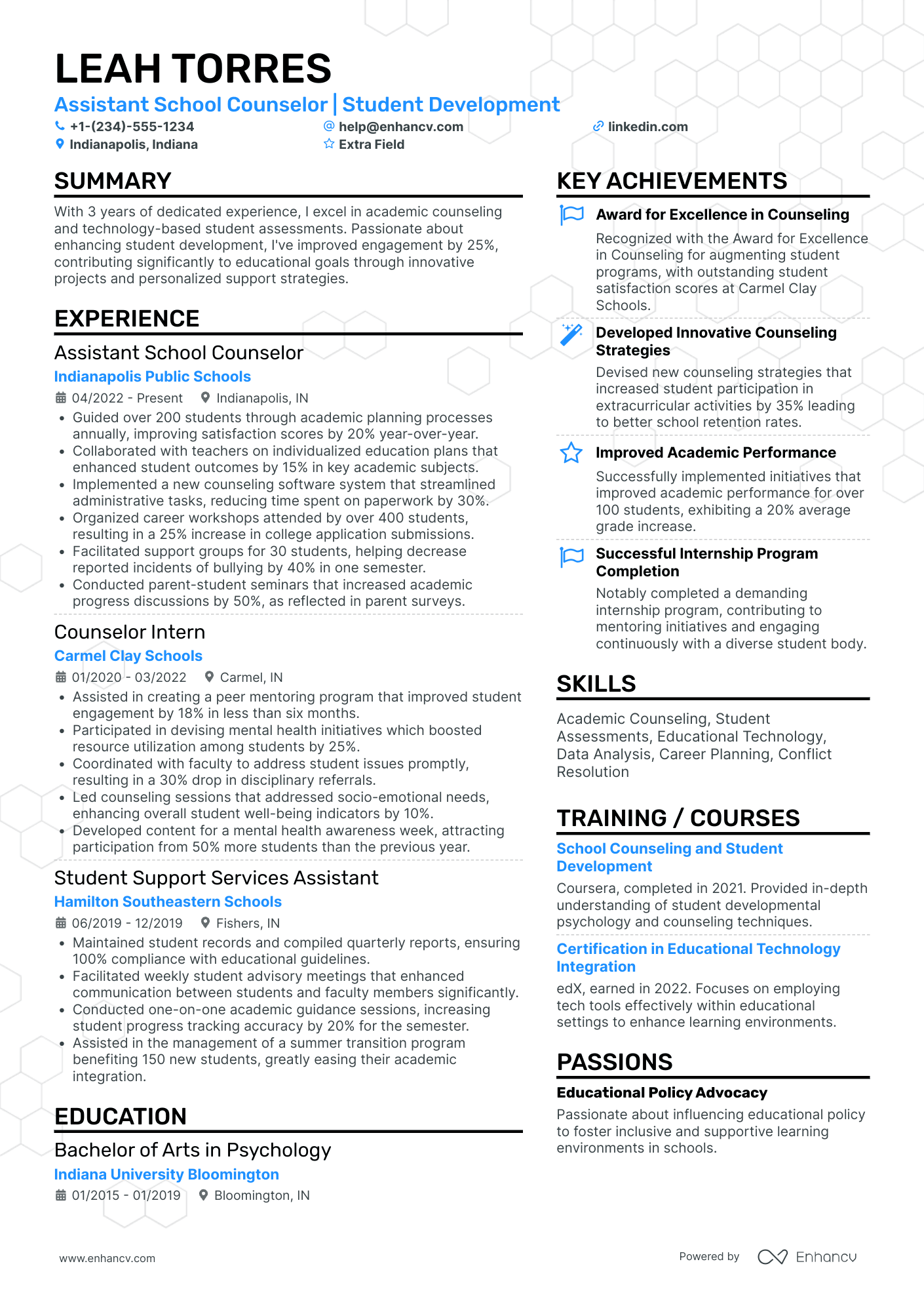 Assistant School Counselor Resume Example