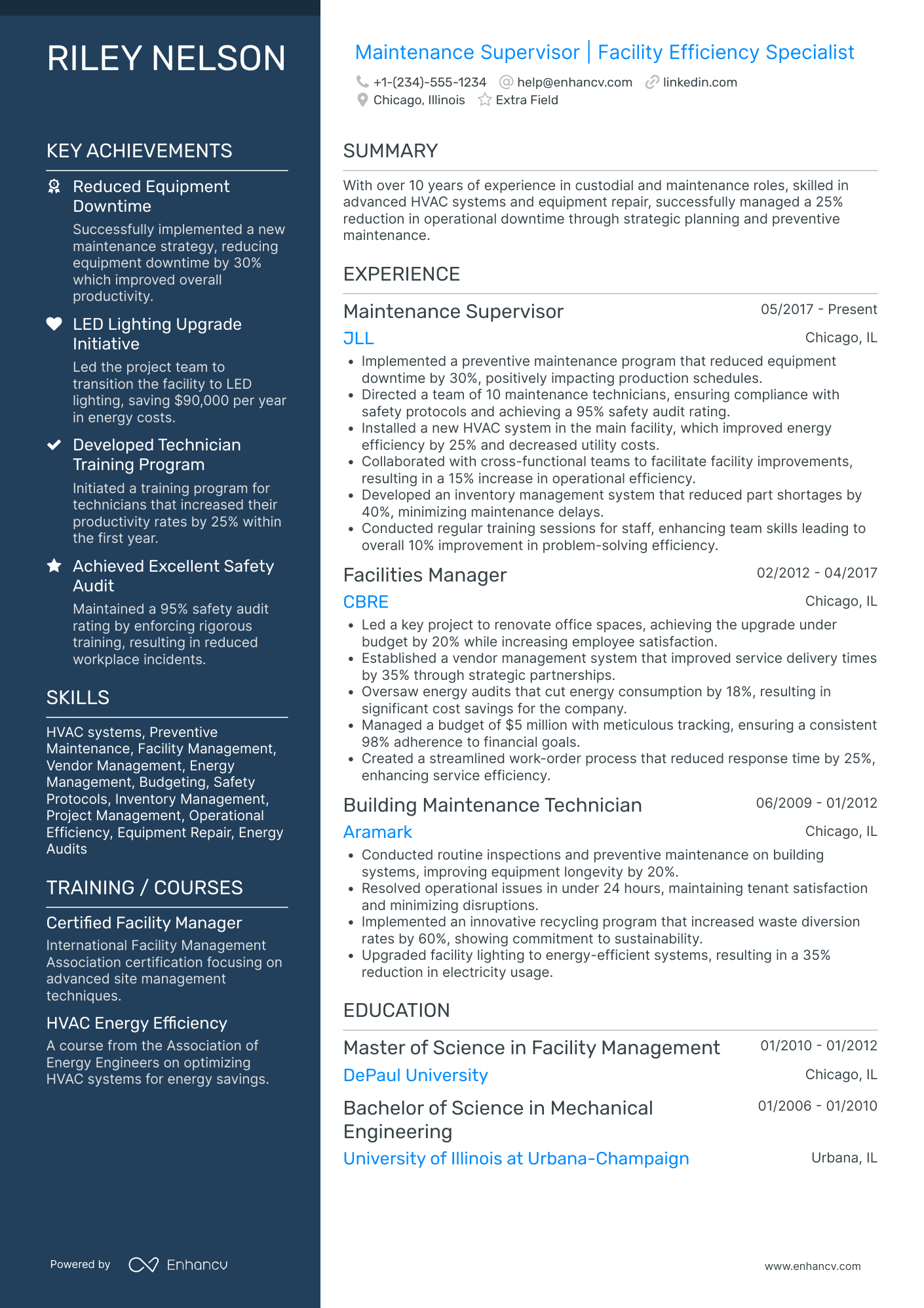 Custodial Manager Resume Example