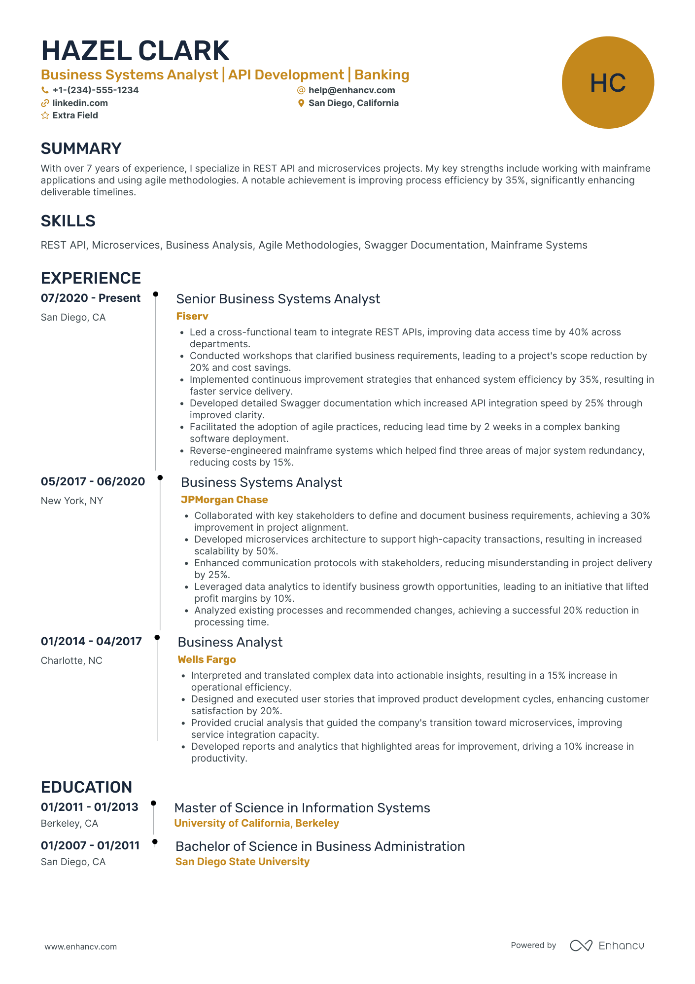 Microservices Business Analyst Resume Example