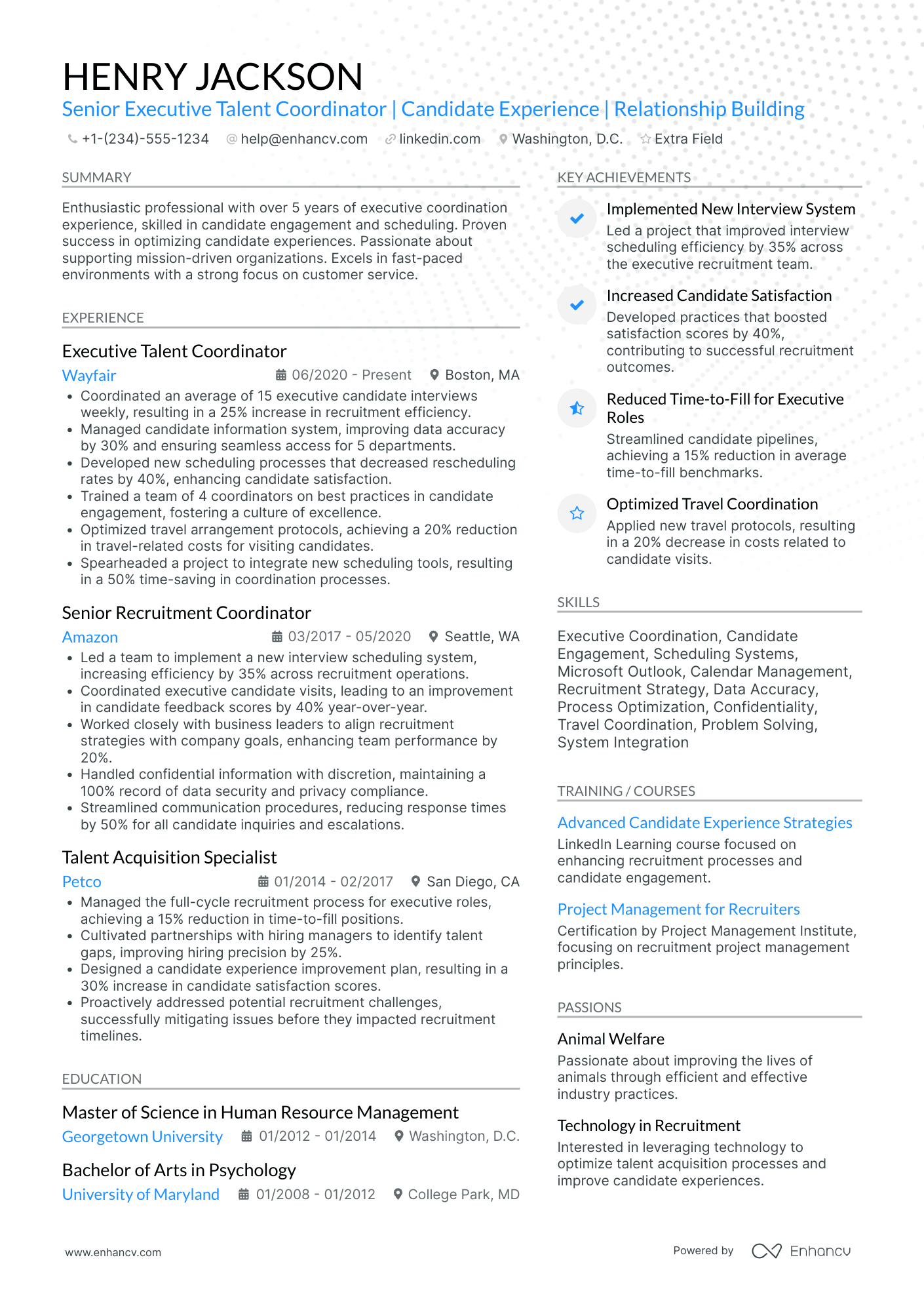 Executive Recruiting Coordinator Resume Example