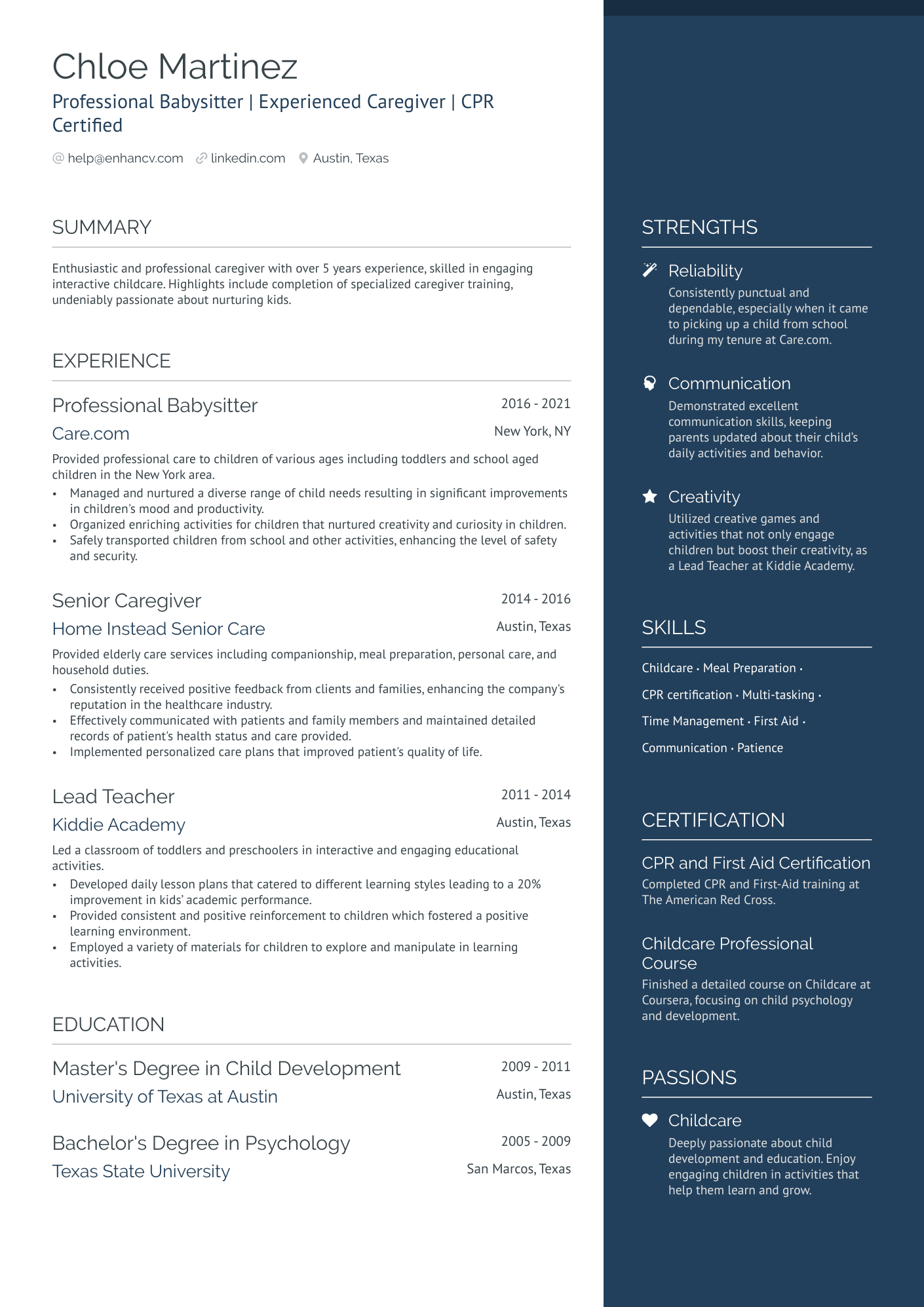 Babysitting Nanny Resume Example