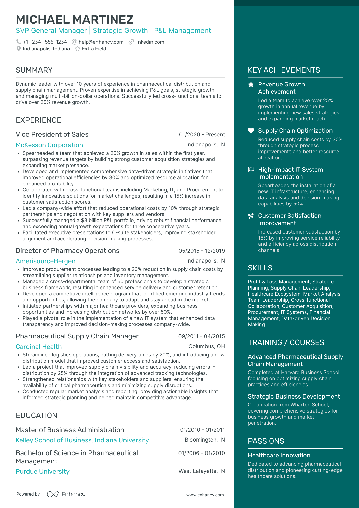 General Manager of Supply Chain Resume Example