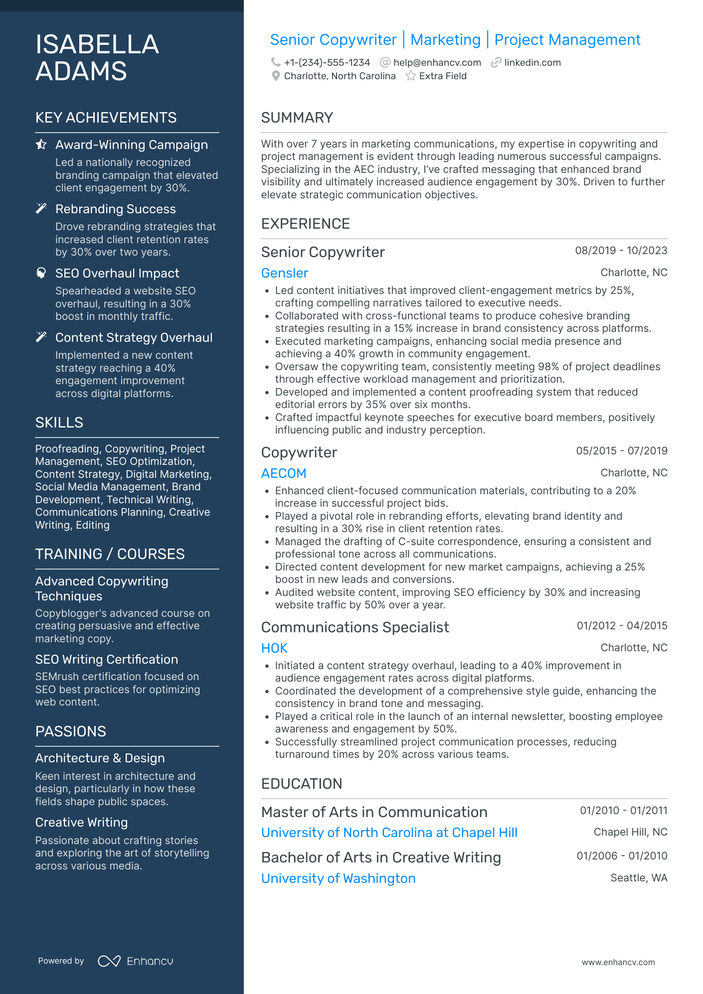 Executive Copywriter Resume Example