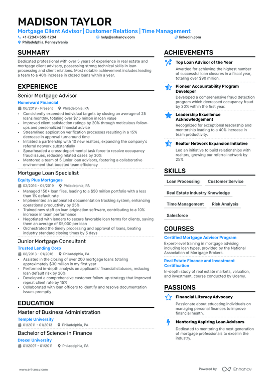 Loan Officer Resume Example
