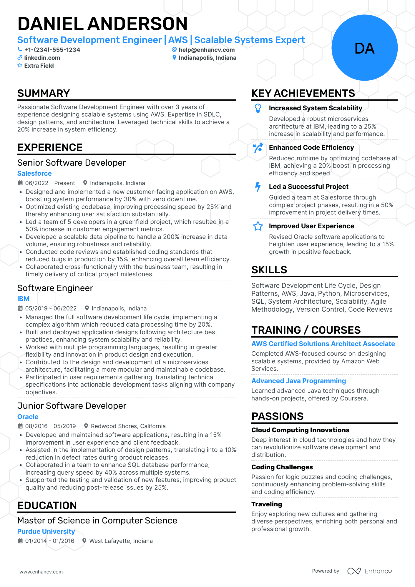 Product Software Engineer Resume Example