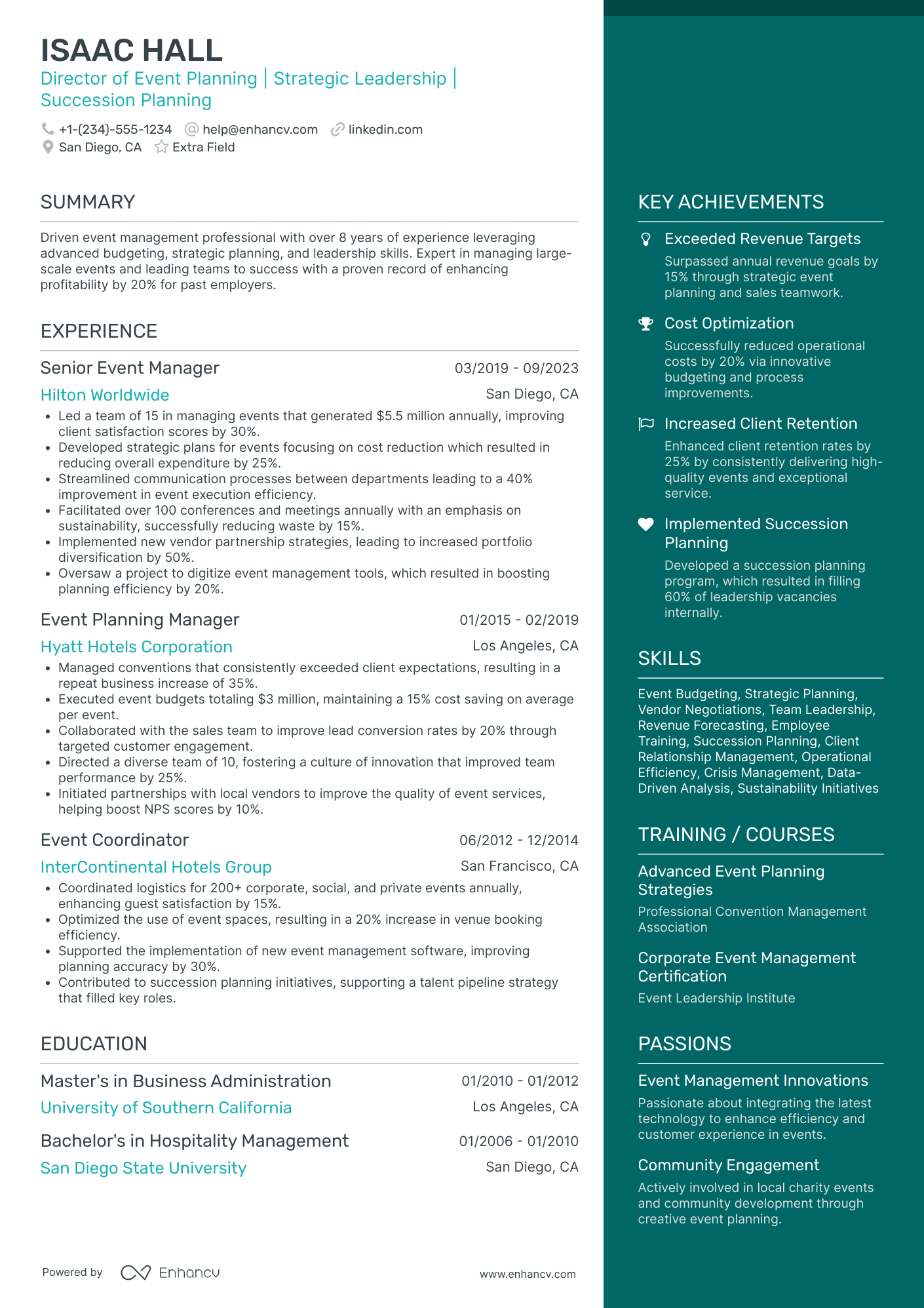 Director of Event Planning Resume Example