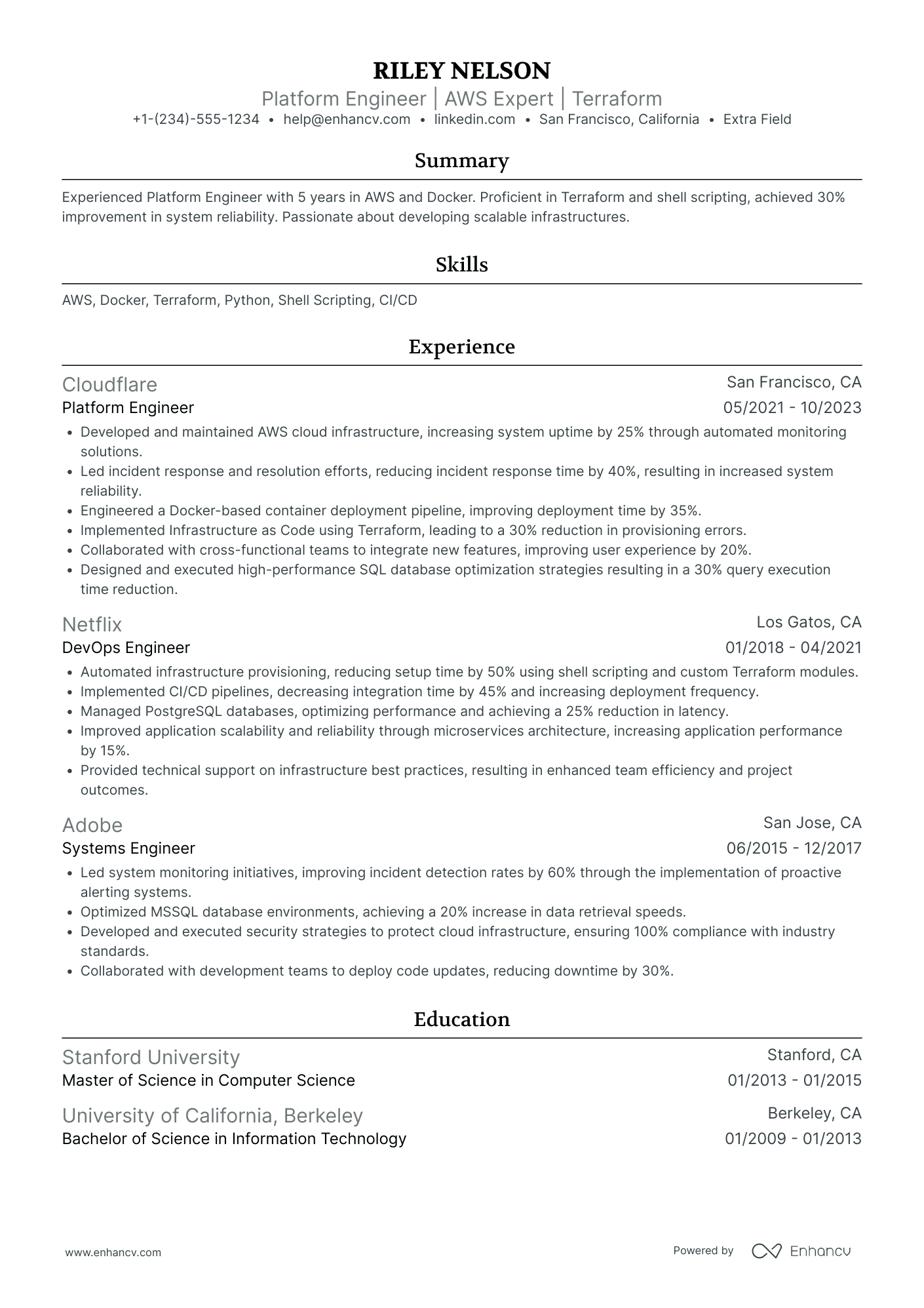 Microservices Platform Engineer Resume Example