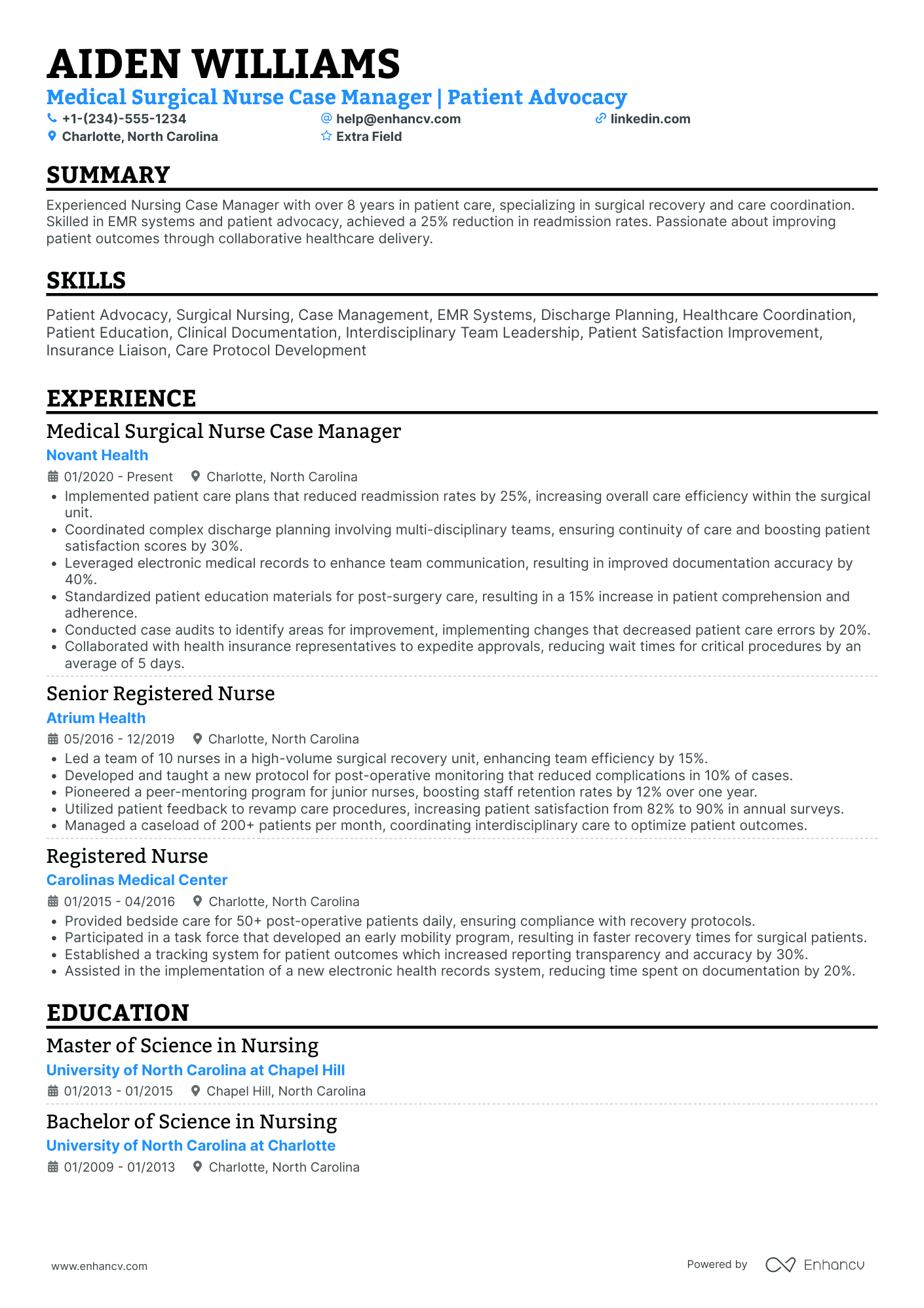 Medical Surgical Nurse Case Manager Resume Example