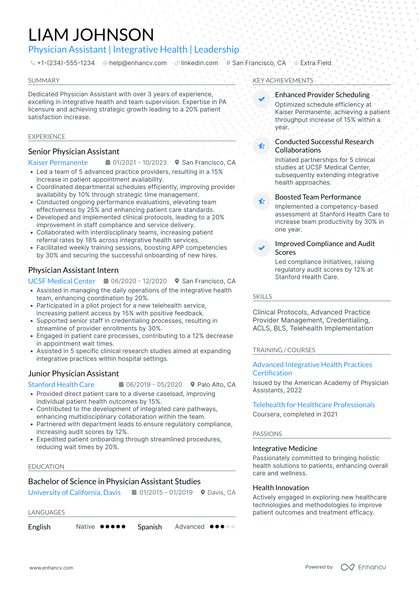 Lead Physician Assistant Resume Example