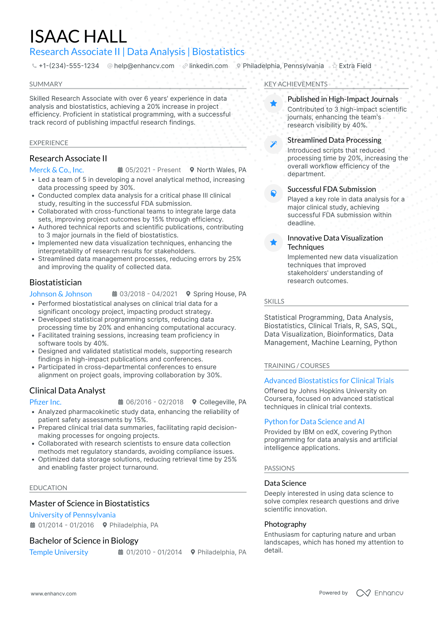 Research Associate II Resume Example