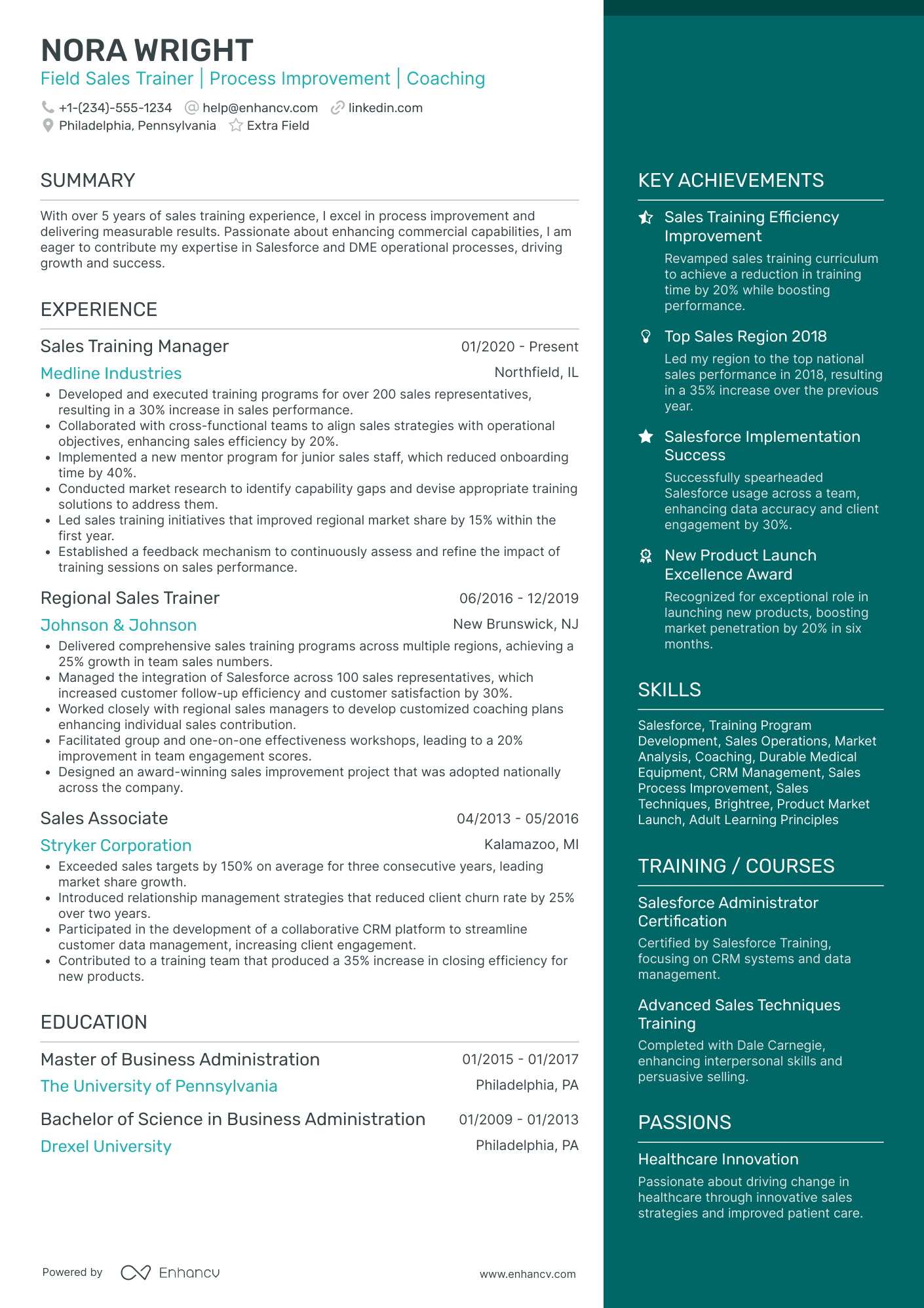 Medical Sales Training Specialist Resume Example