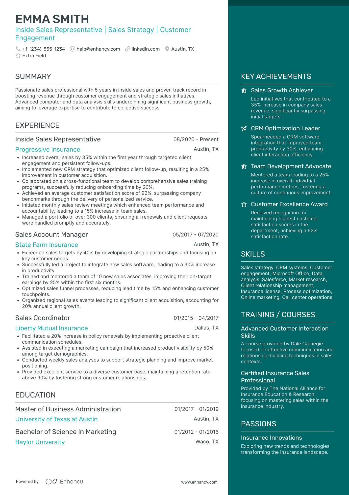 Insurance Call Center Representative Resume Example