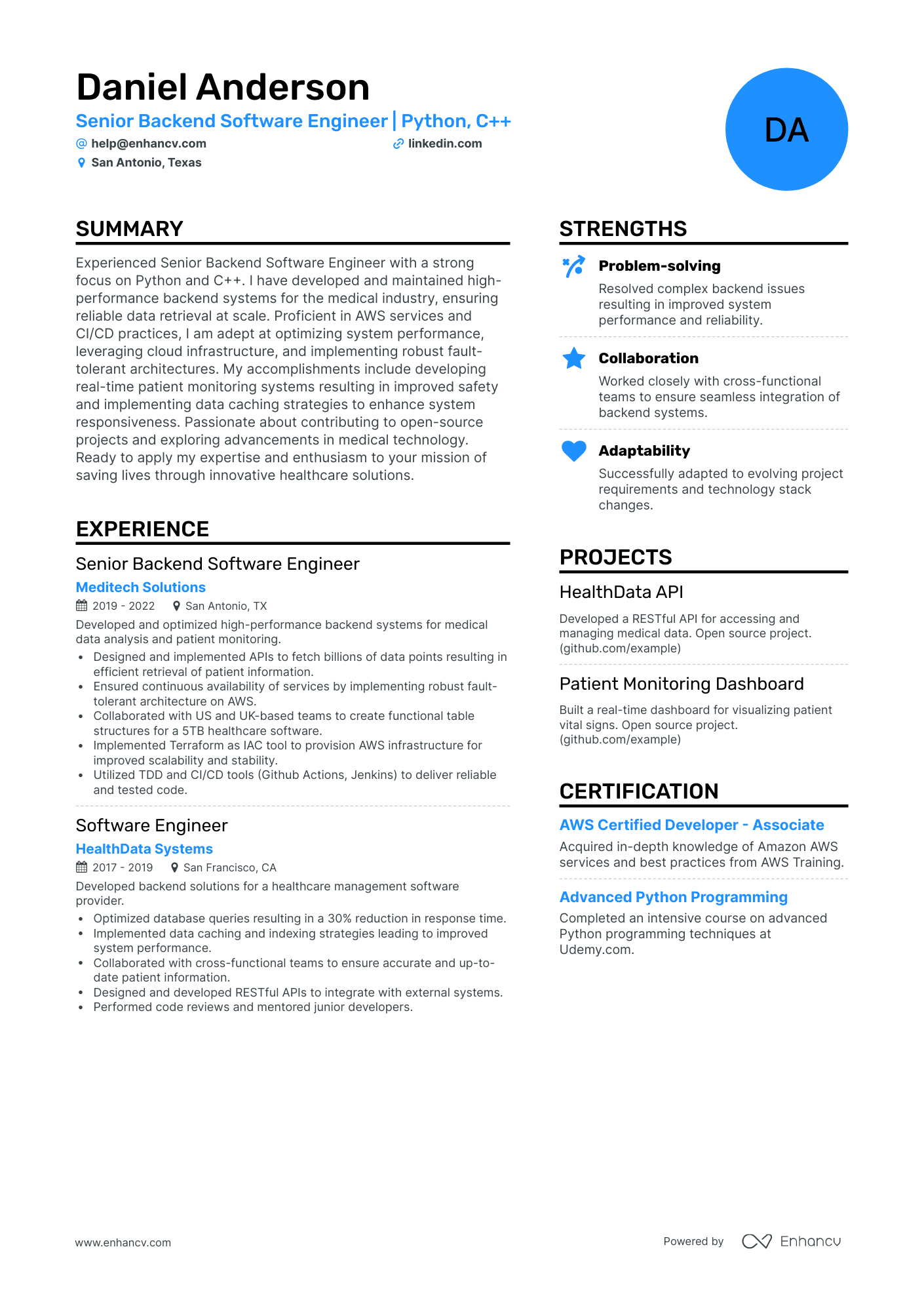 Python Programmer Resume Example