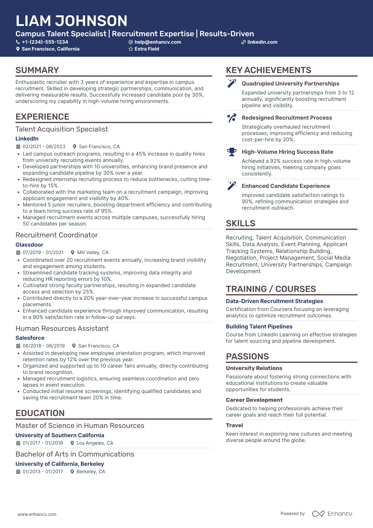 Campus Recruiter Resume Example