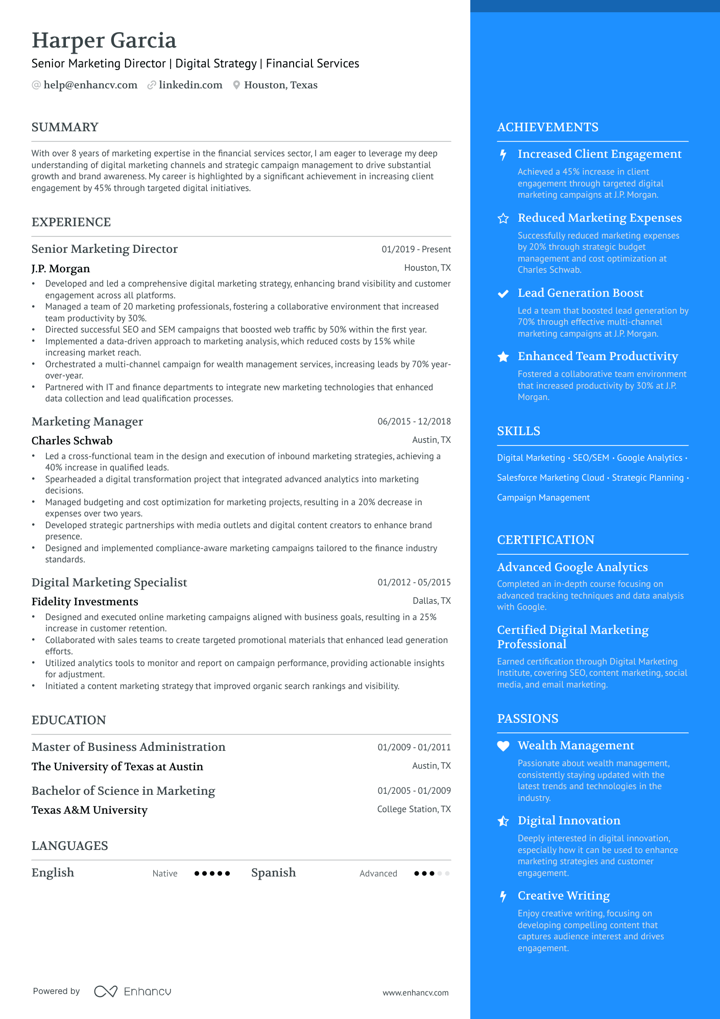 Marketing Director Resume Example