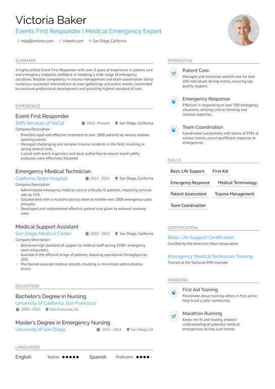 First Responder Resume Example