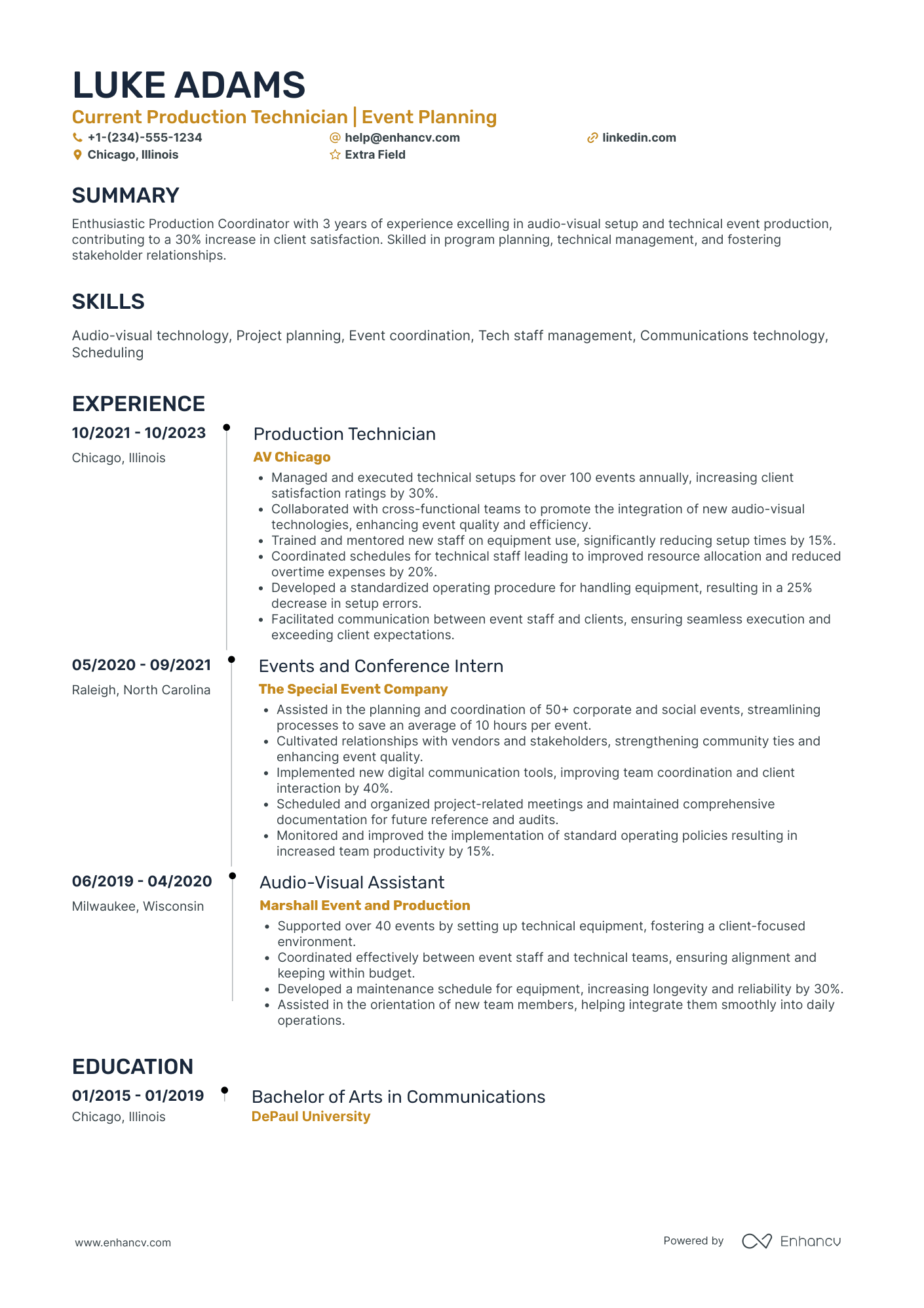 Junior Production Coordinator Resume Example