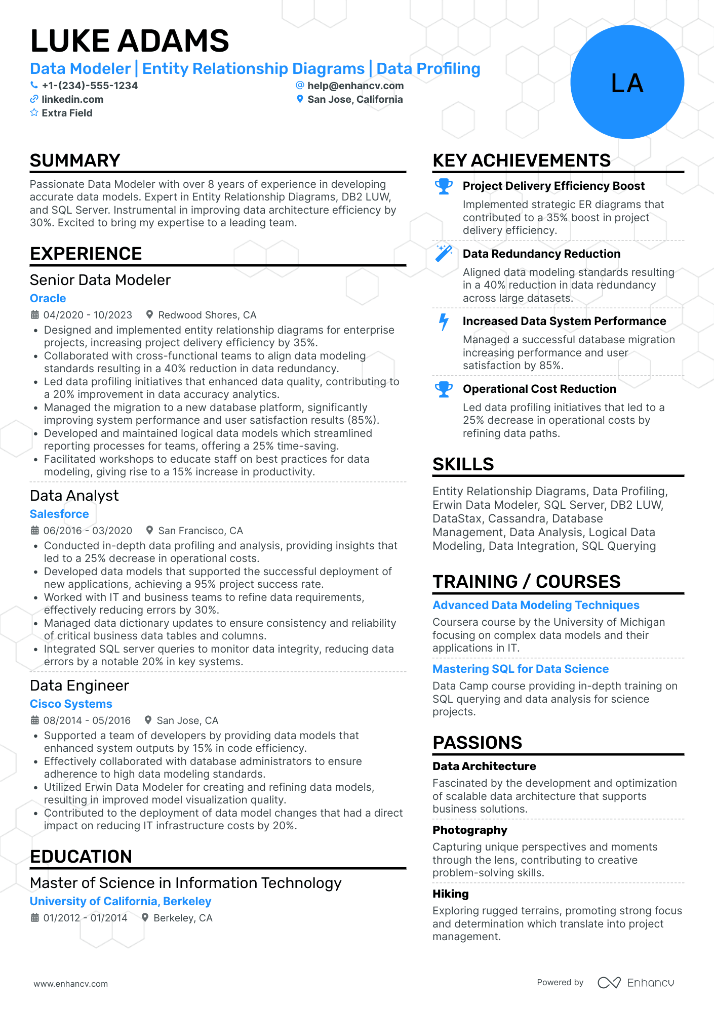 Data Modeler Resume Example