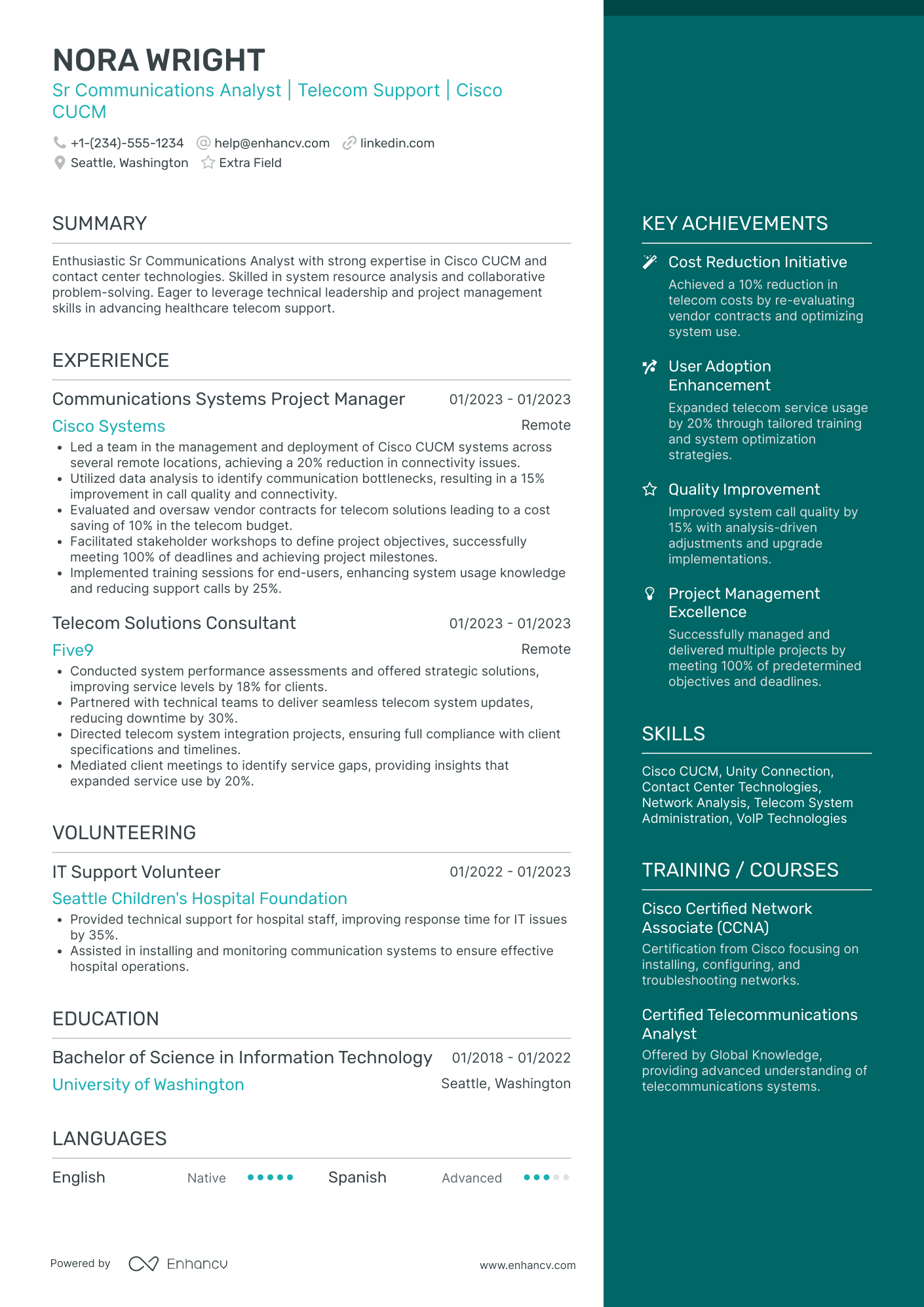 Experienced Internal Communications Analyst Resume Example