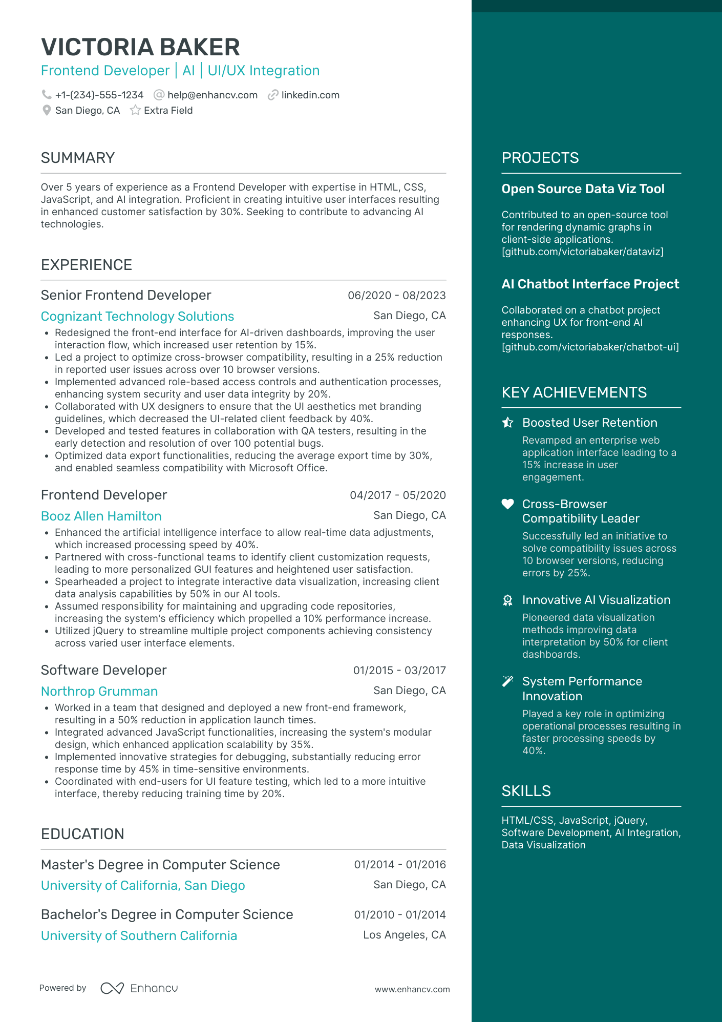 Web Developer Tester Resume Example