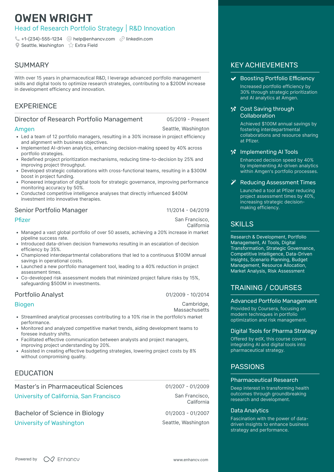 Pharmaceutical Market Research Analyst Resume Example