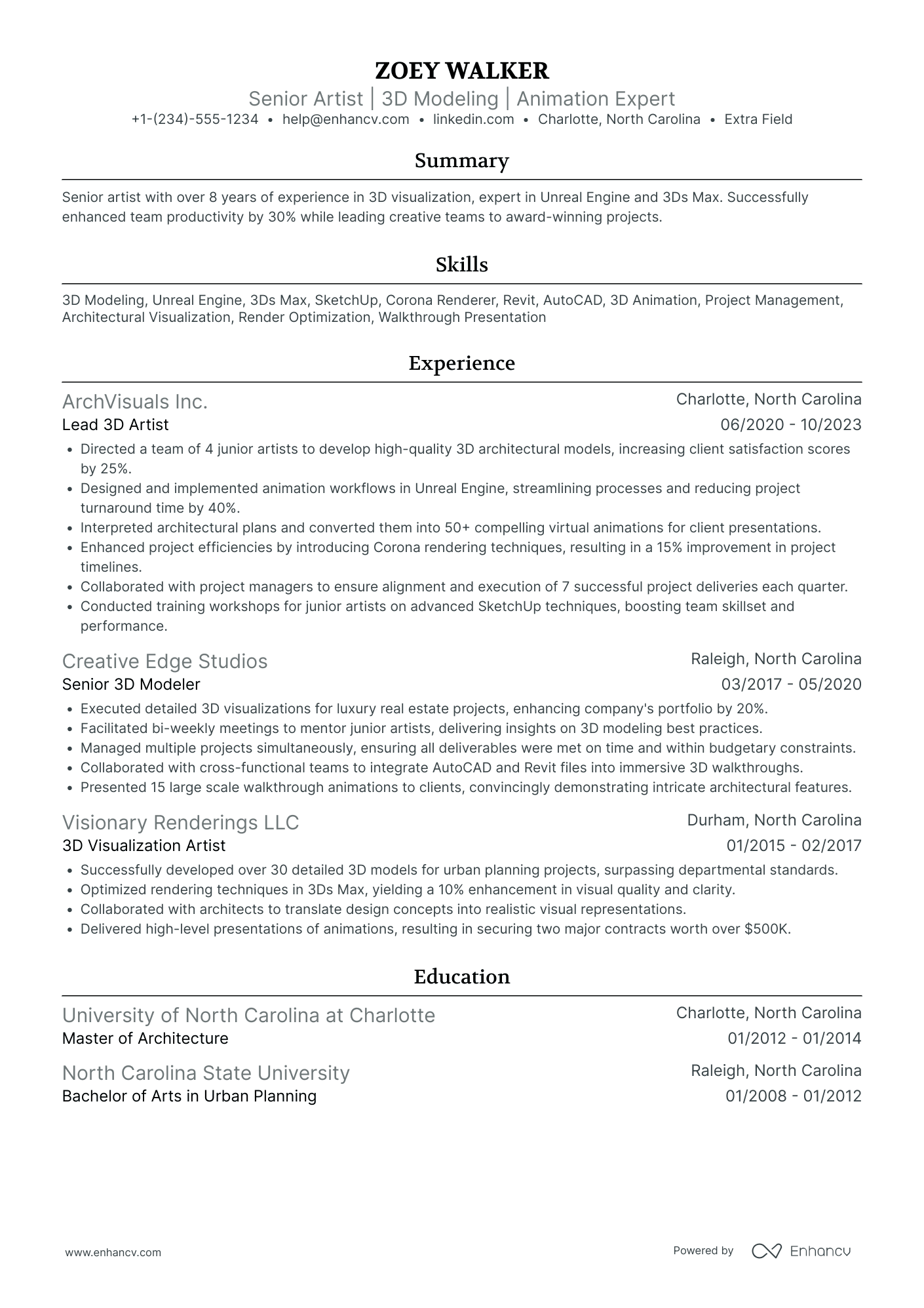 3D Modeling Artist Resume Example