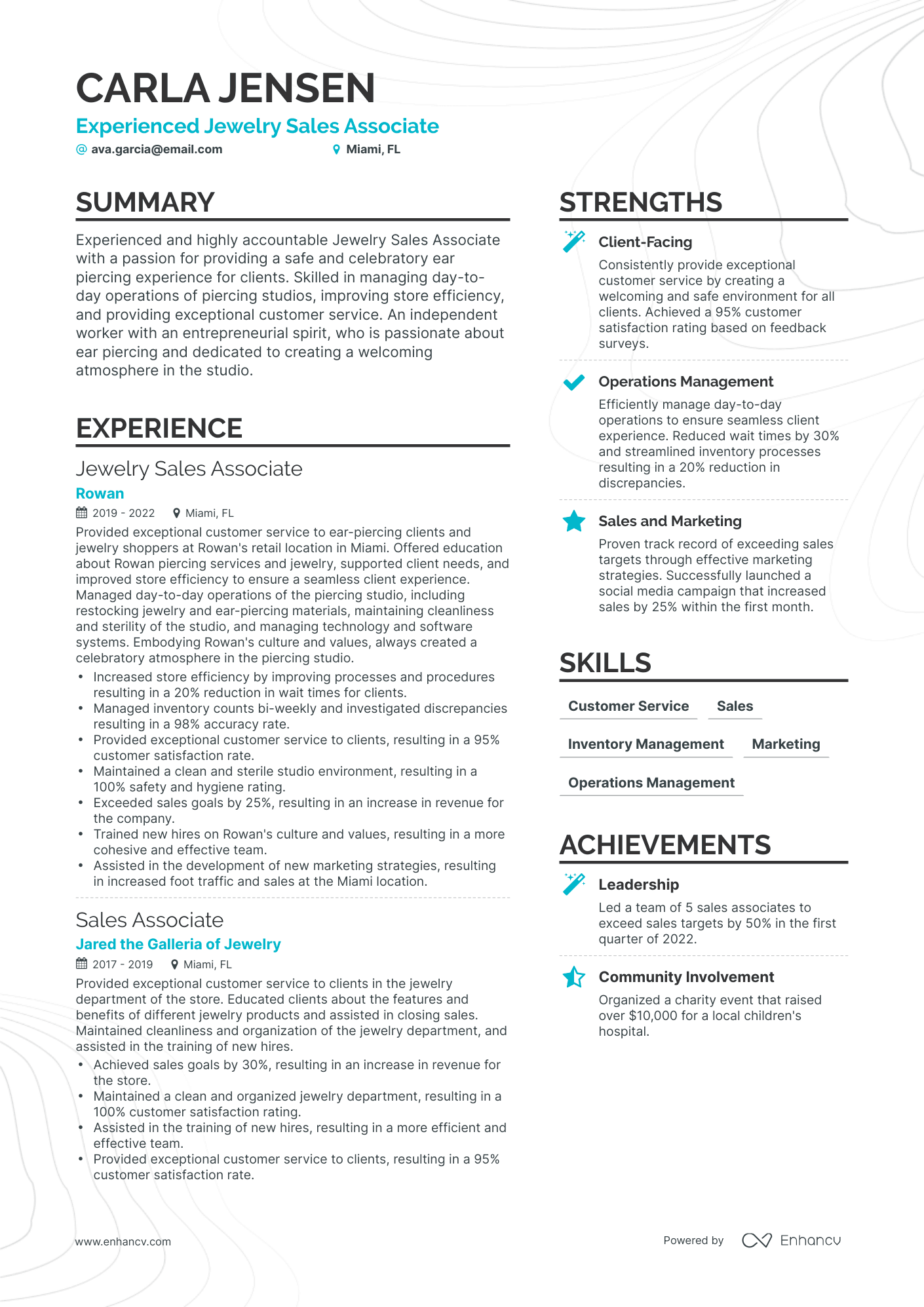 Jewelry Sales Resume Example