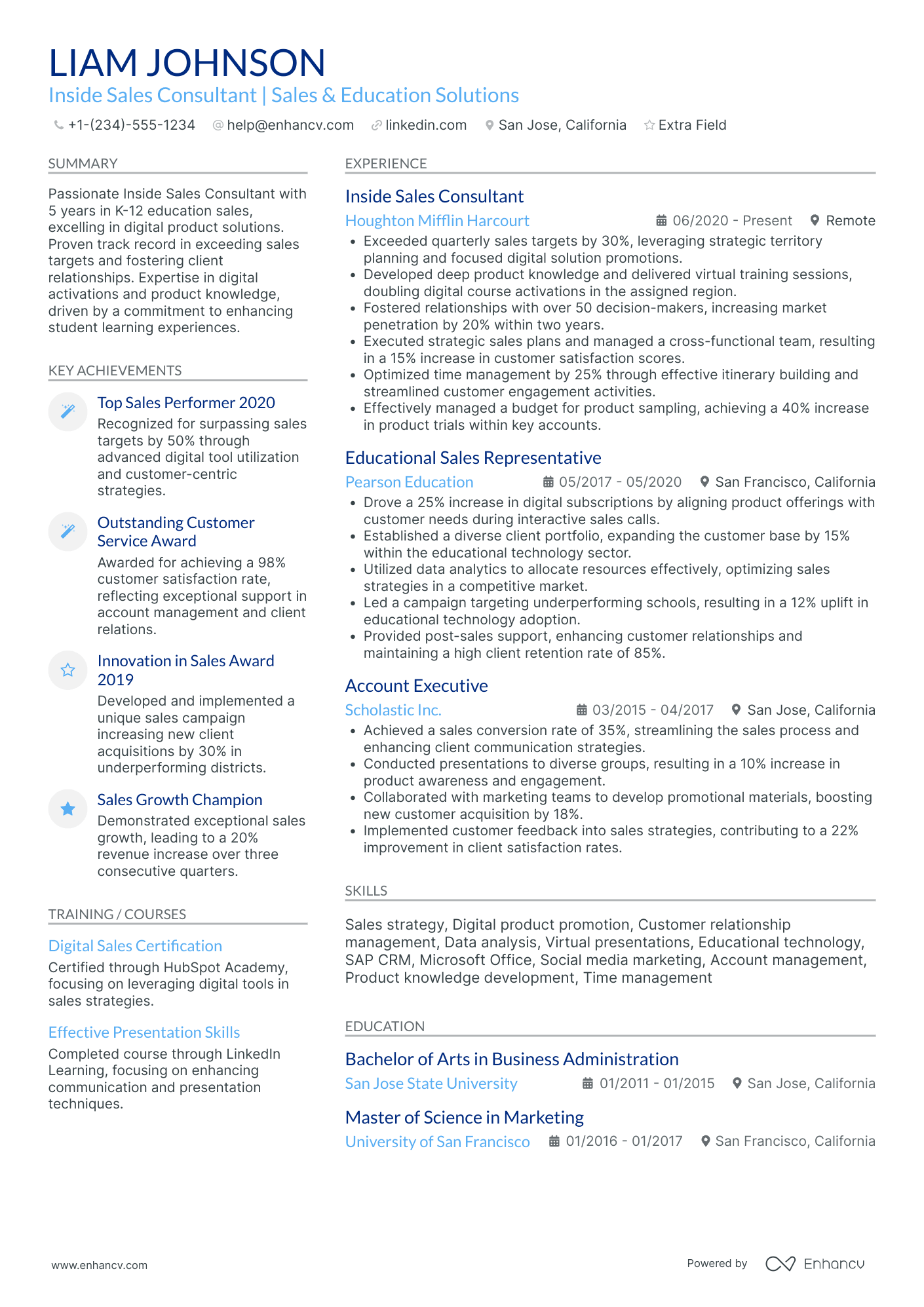 Digital Media Sales Consultant Resume Example