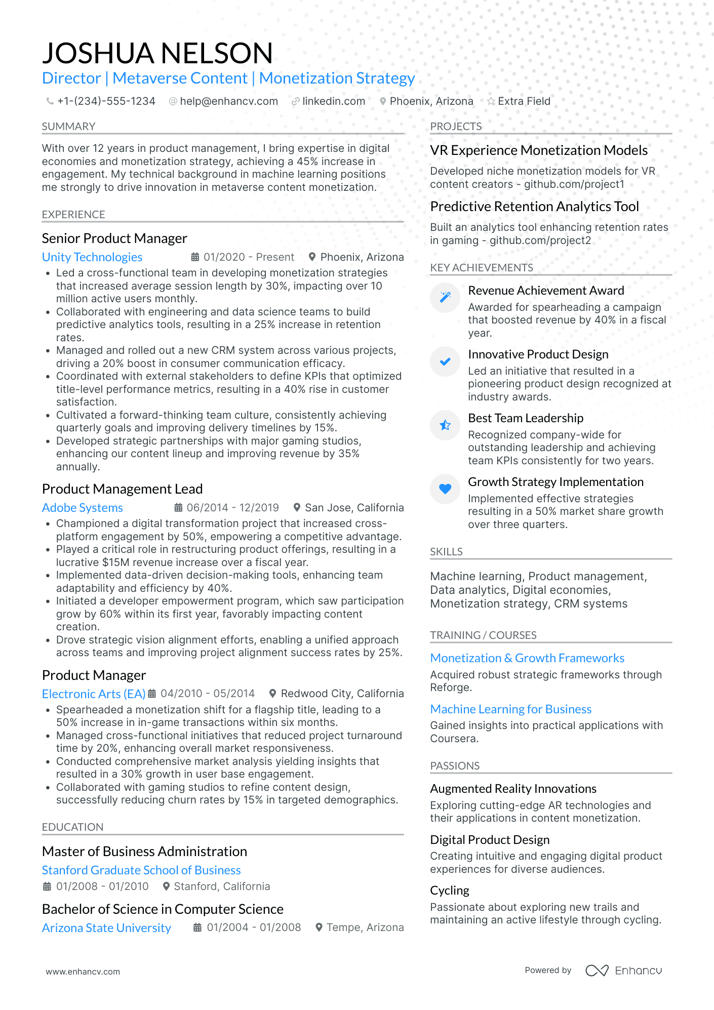 Facebook Content Creator Resume Example