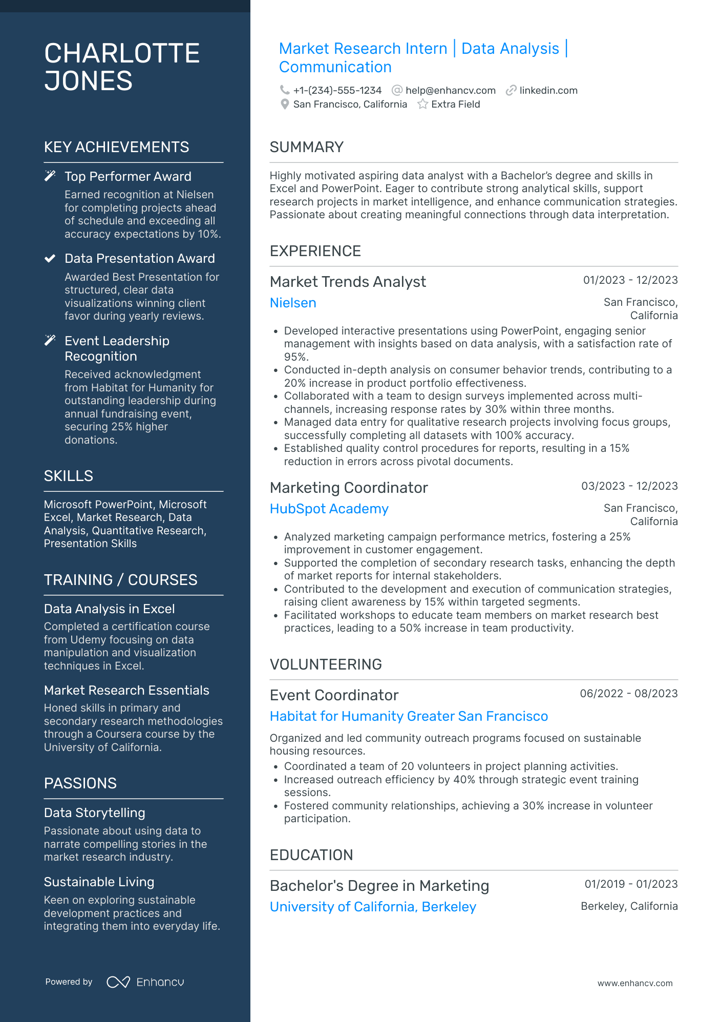 Marketing Research Intern Resume Example