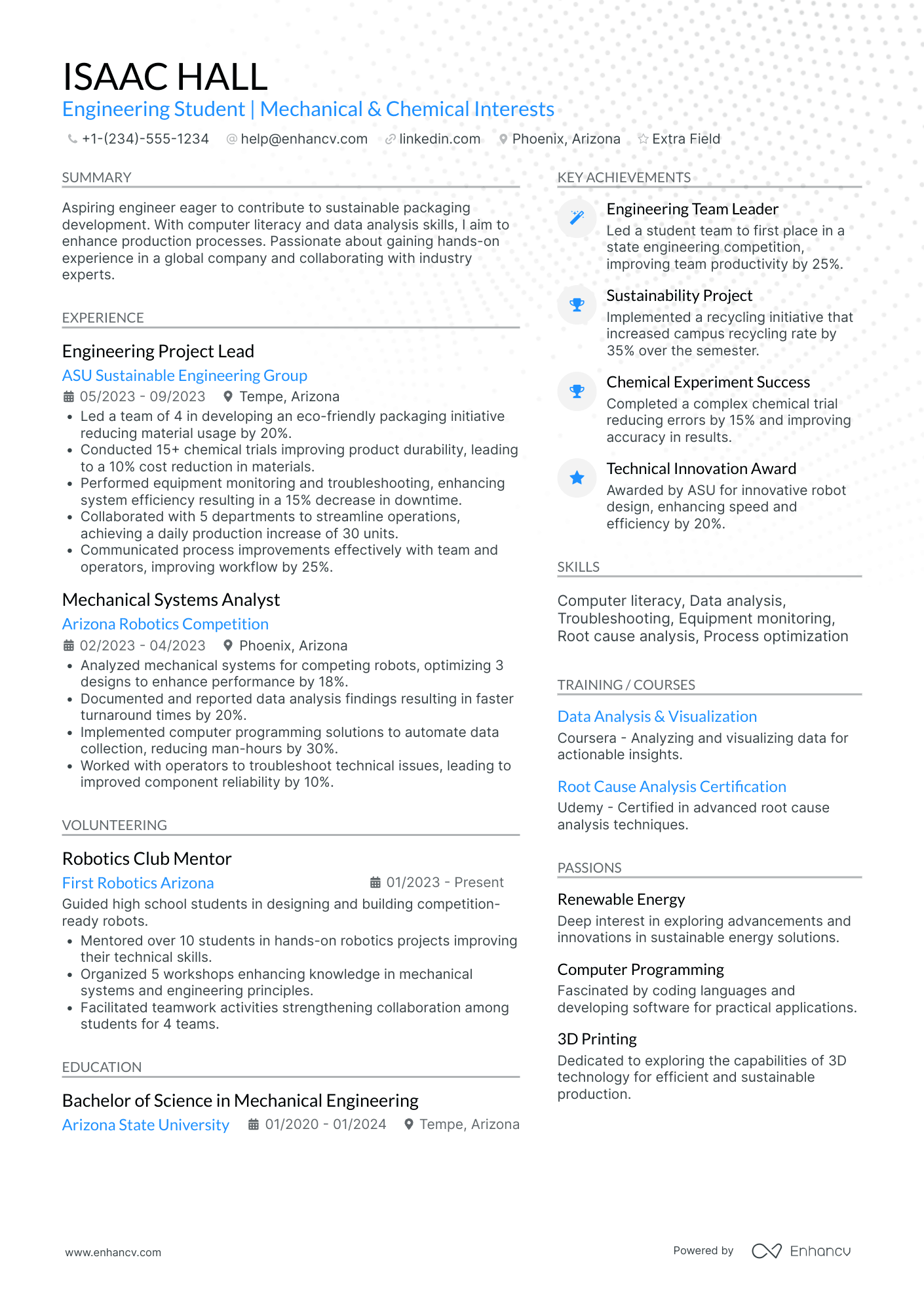 Aerospace Engineering Intern Resume Example