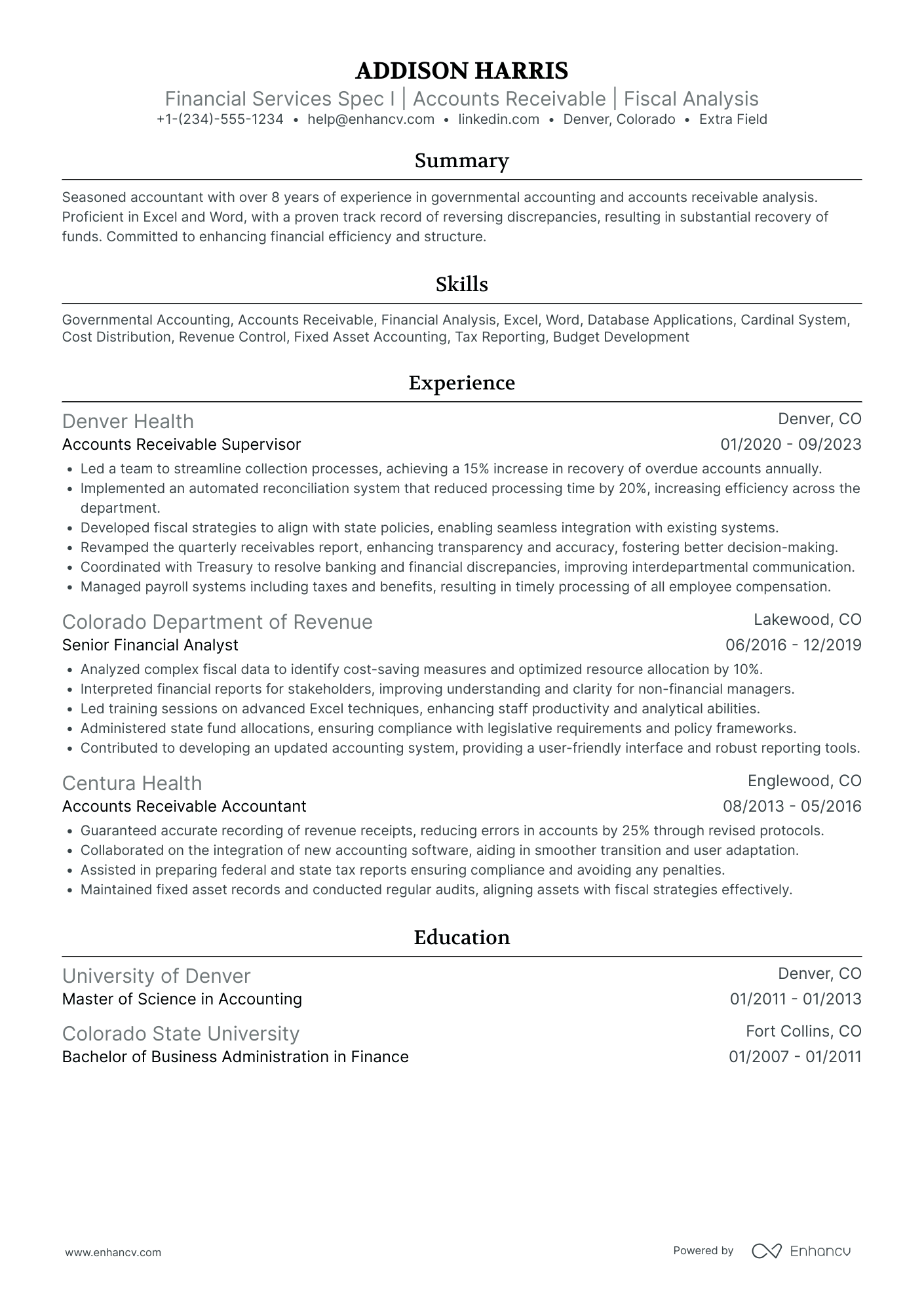 Accounts Receivable Accountant Resume Example