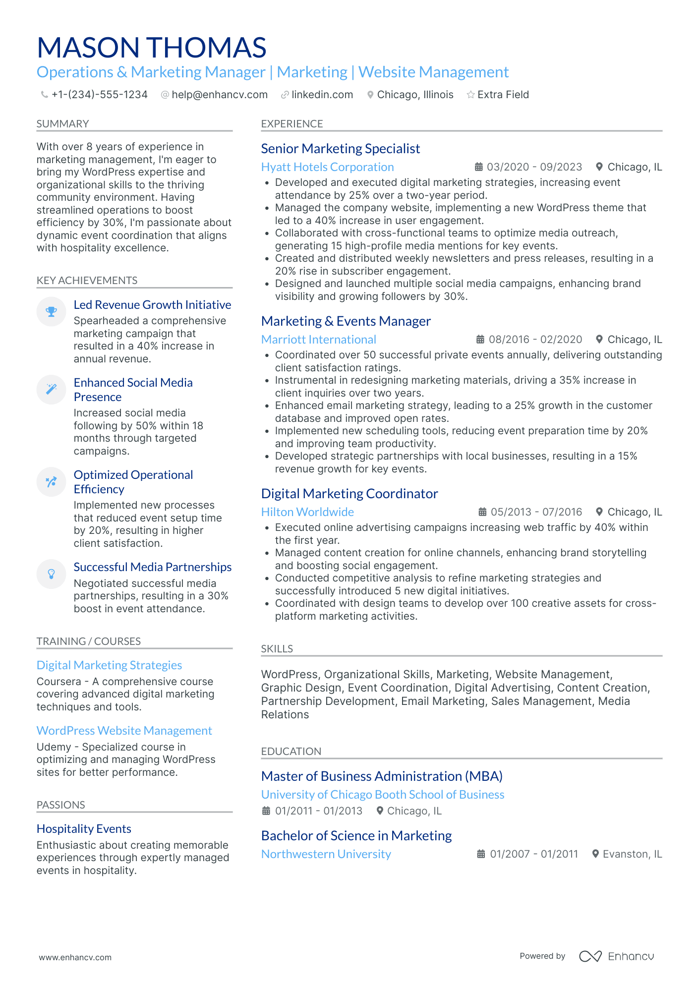 General Marketing Manager Resume Example