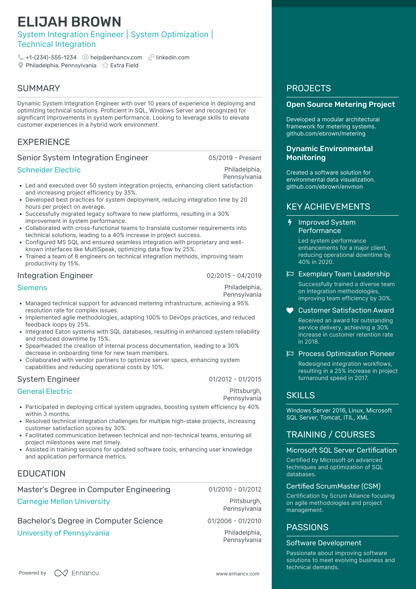 Computer Integration Engineer Resume Example