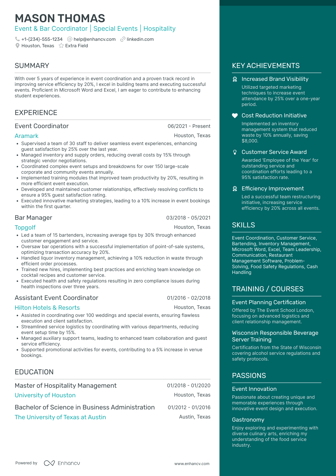 Busser Coordinator Resume Example