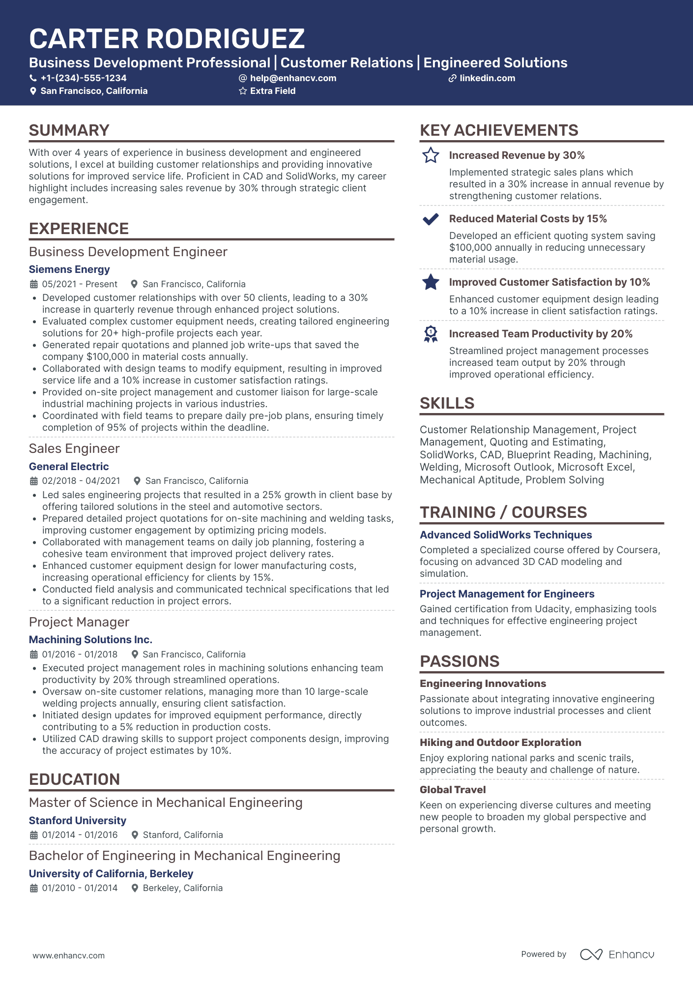 Field Project Engineer Resume Example