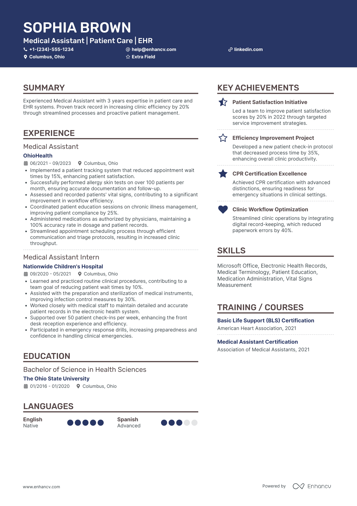 Medical Receptionist Assistant Resume Example