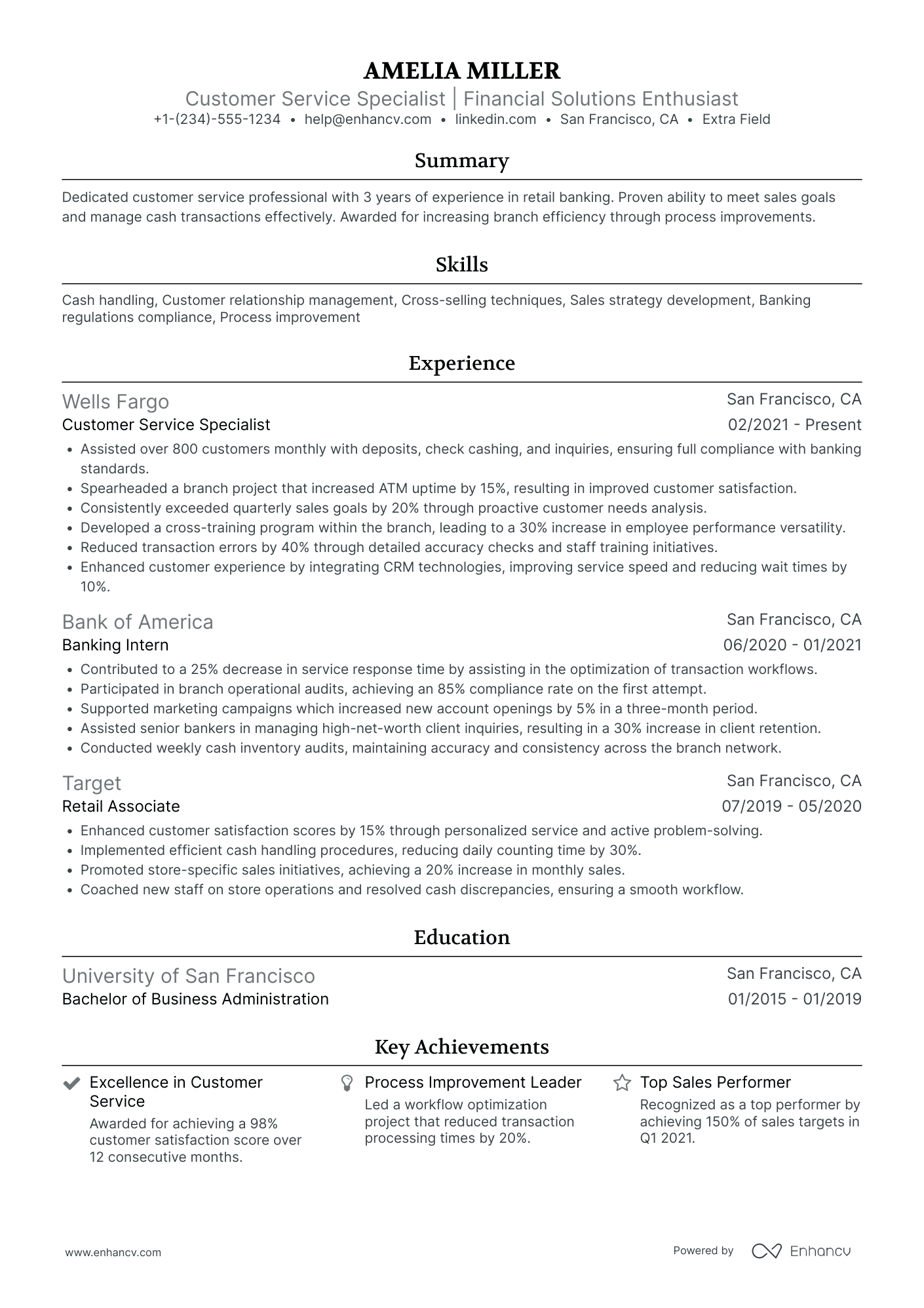 Junior Personal Banker Resume Example