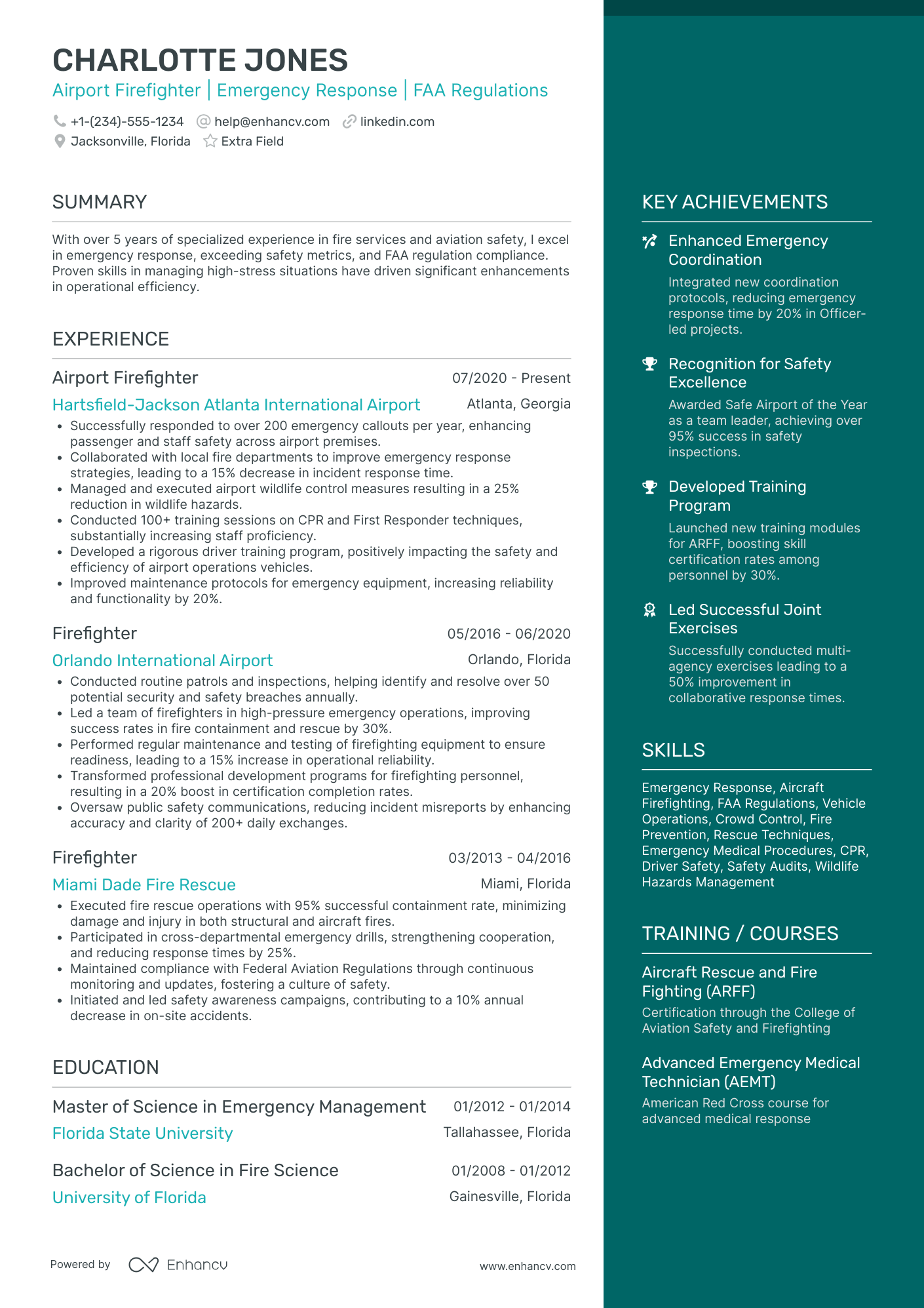 Airport Firefighter Resume Example