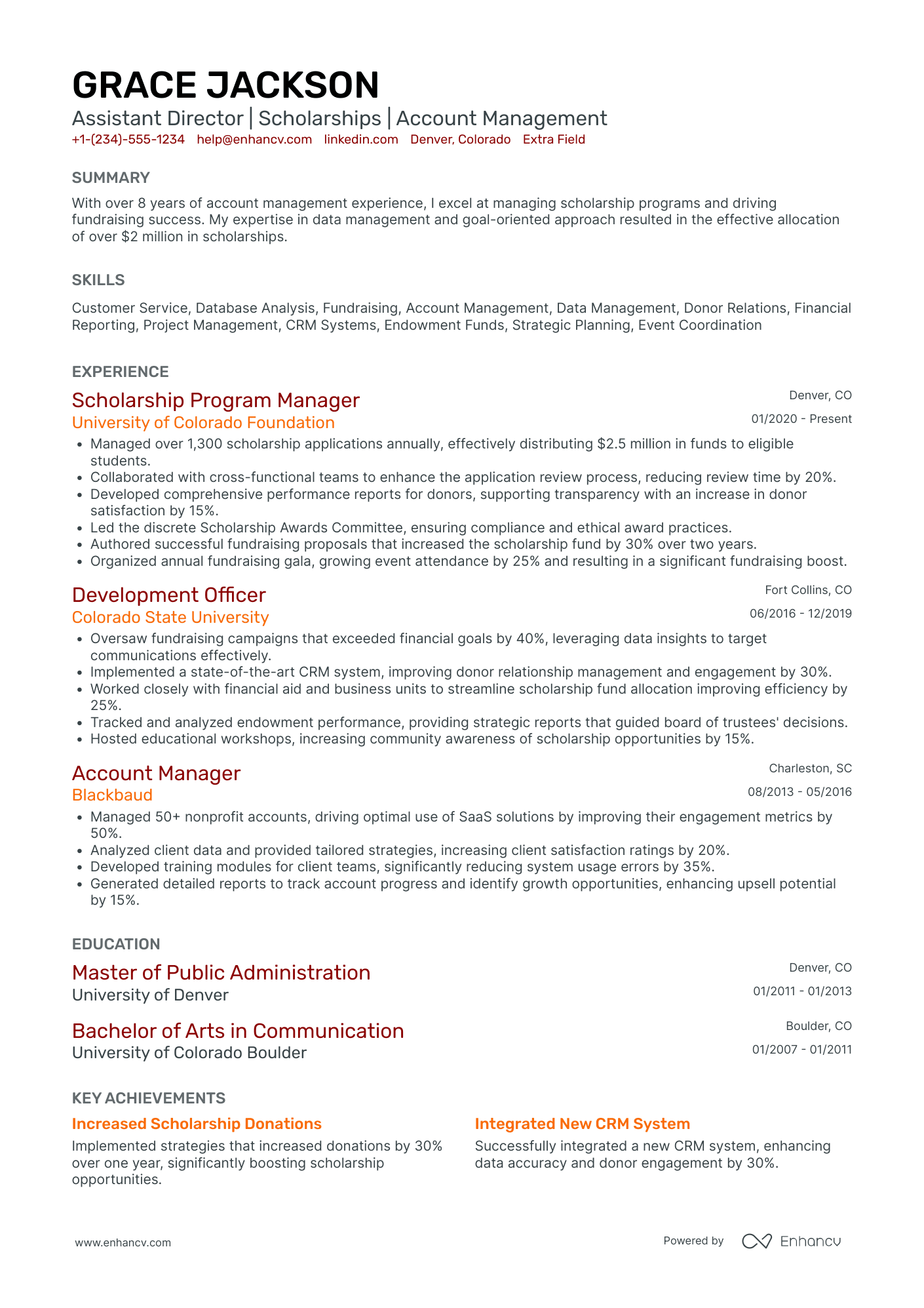 Scholarship Program Assistant Resume Example