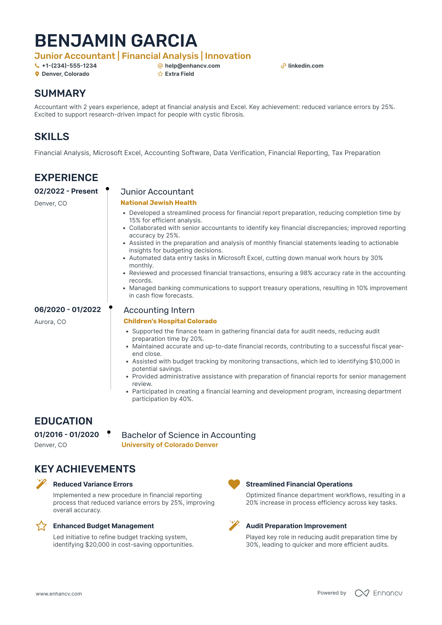 Junior Tax Accountant Resume Example